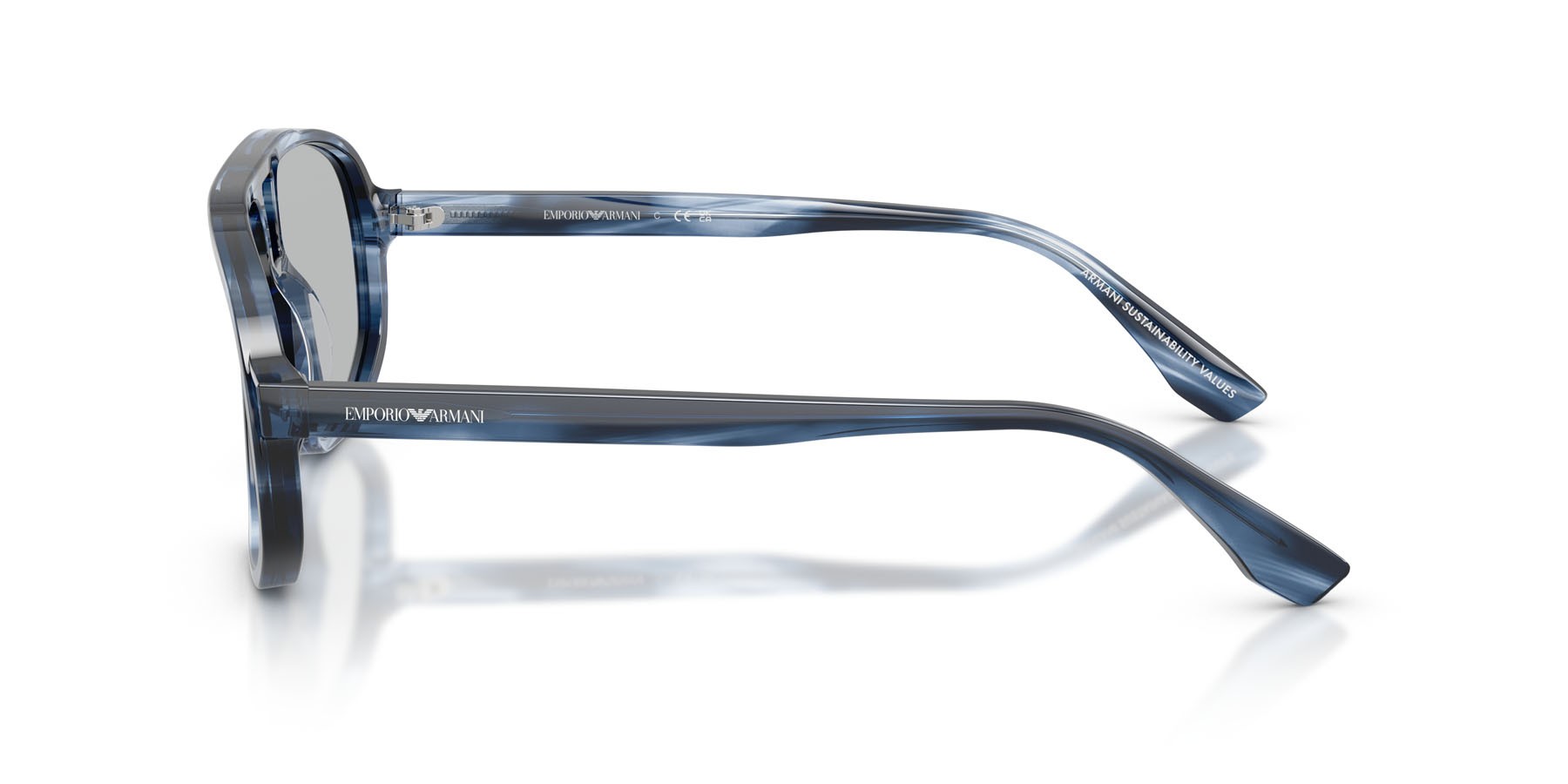 Occhiali da sole Emporio Armani EA 4263U (632787) colore striped dark blue forma aviator lenti grigio chiaro