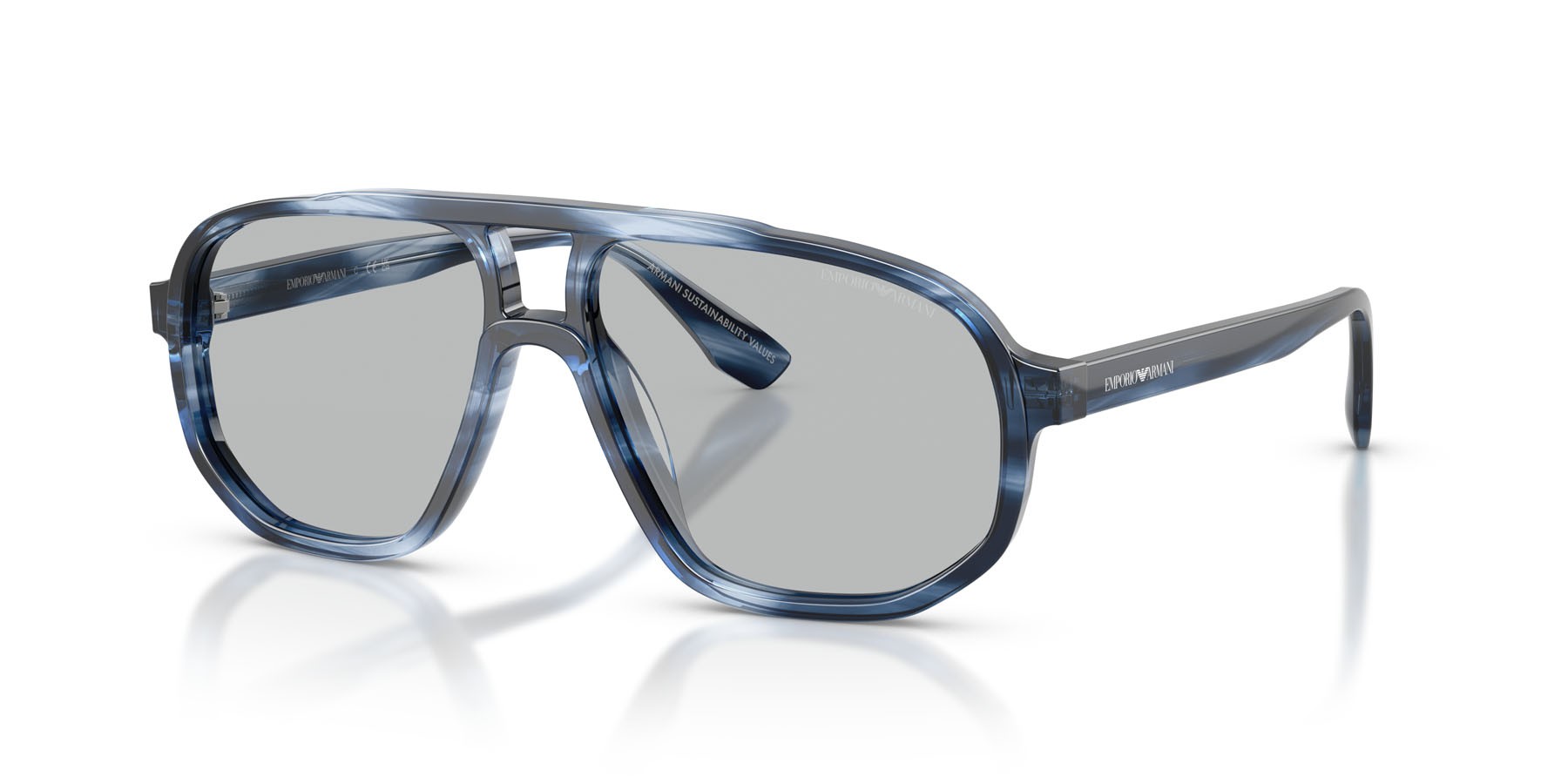 Occhiali da sole Emporio Armani EA 4263U (632787) colore striped dark blue forma aviator lenti grigio chiaro