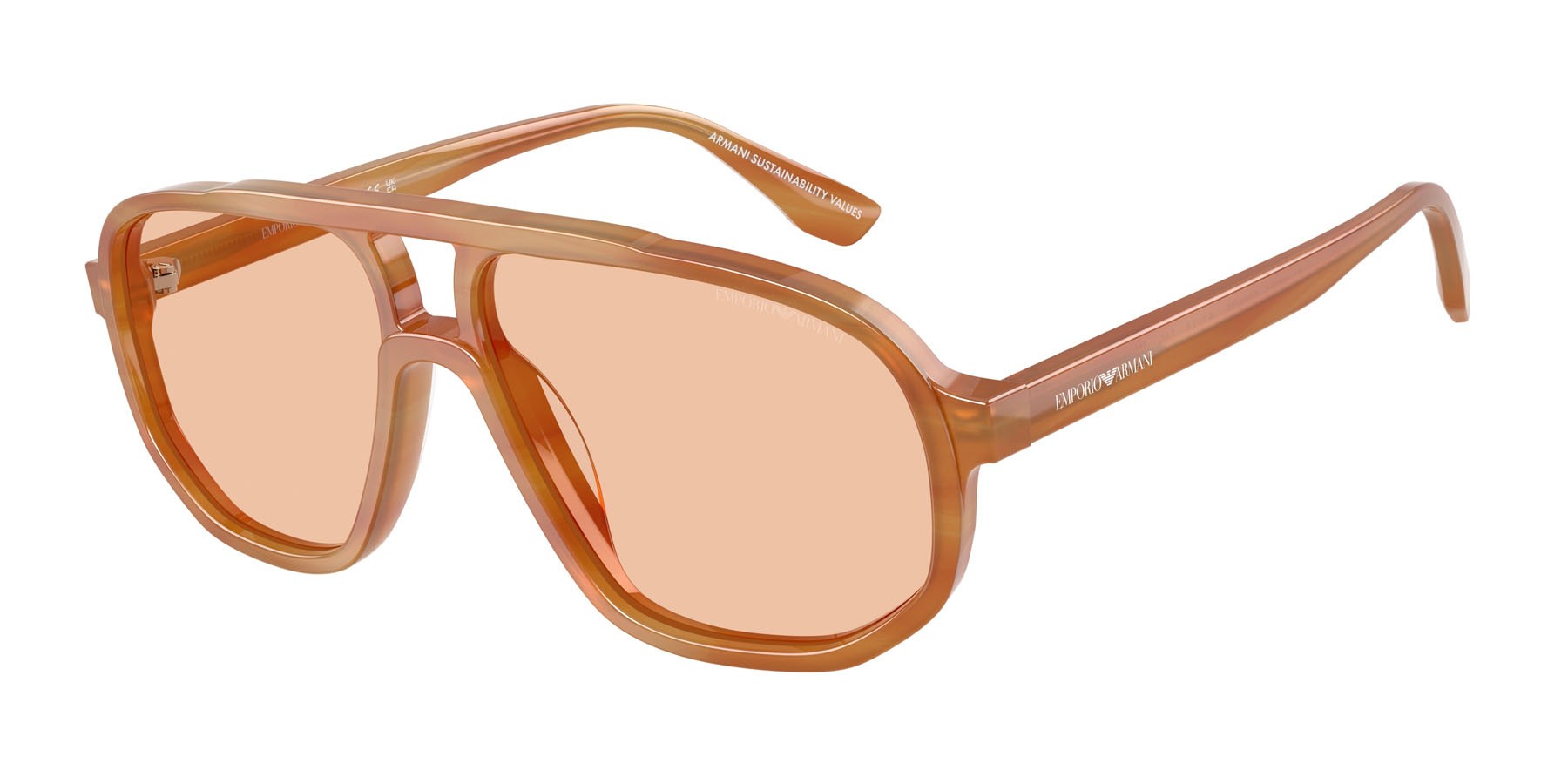 Occhiali da sole Emporio Armani EA 4263U (632873) colore striato marrone chiaro forma aviator lenti marrone chiaro