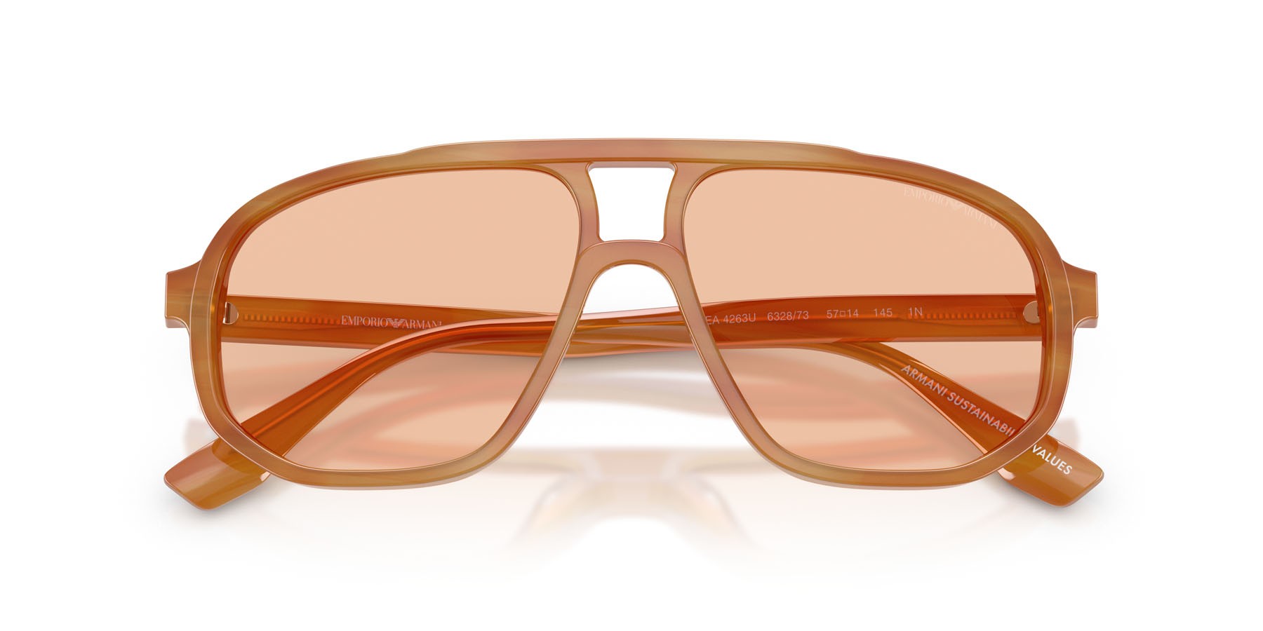 Occhiali da sole Emporio Armani EA 4263U (632873) colore striato marrone chiaro forma aviator lenti marrone chiaro
