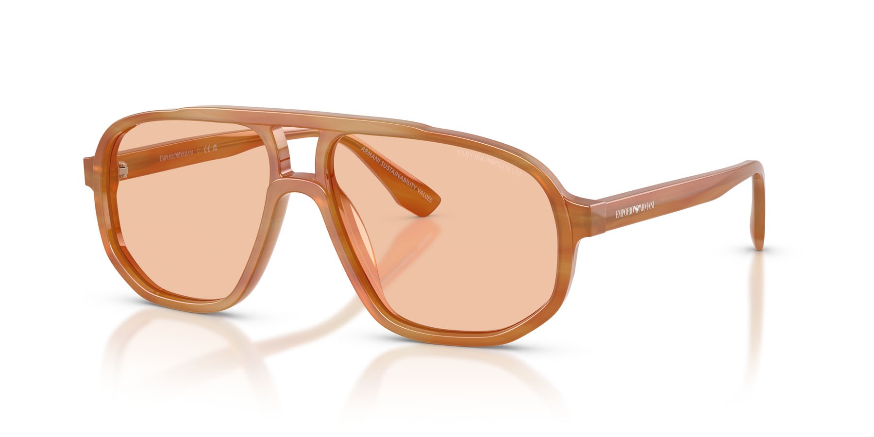 Occhiali da sole Emporio Armani EA 4263U (632873) colore striato marrone chiaro forma aviator lenti marrone chiaro