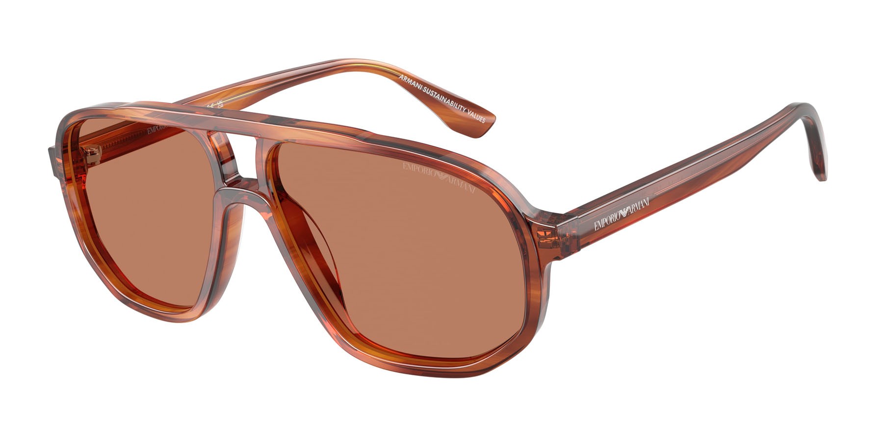 Occhiali da sole Emporio Armani EA 4263U (632973) colore marrone scuro striato forma aviator lenti marrone
