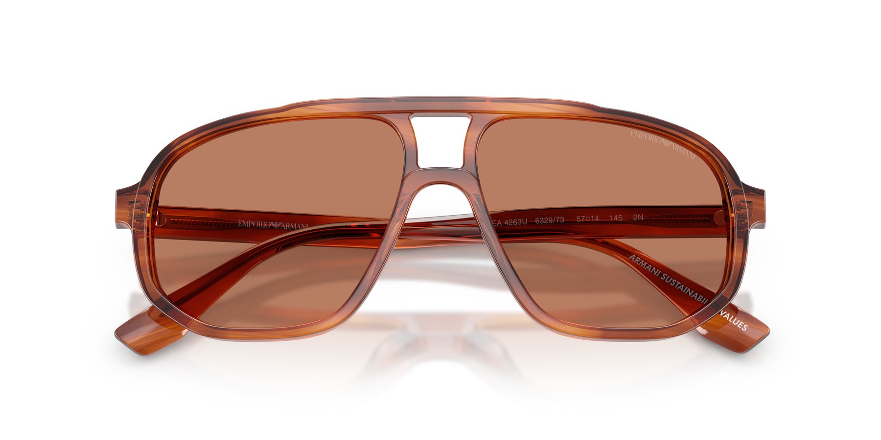 Occhiali da sole Emporio Armani EA 4263U (632973) colore marrone scuro striato forma aviator lenti marrone