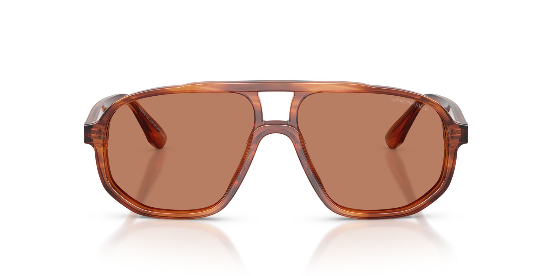 Occhiali da sole Emporio Armani EA 4263U (632973) colore marrone scuro striato forma aviator lenti marrone