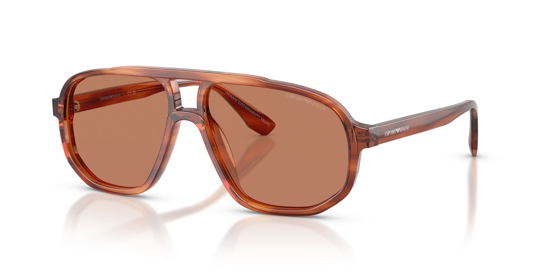Occhiali da sole Emporio Armani EA 4263U (632973) colore marrone scuro striato forma aviator lenti marrone