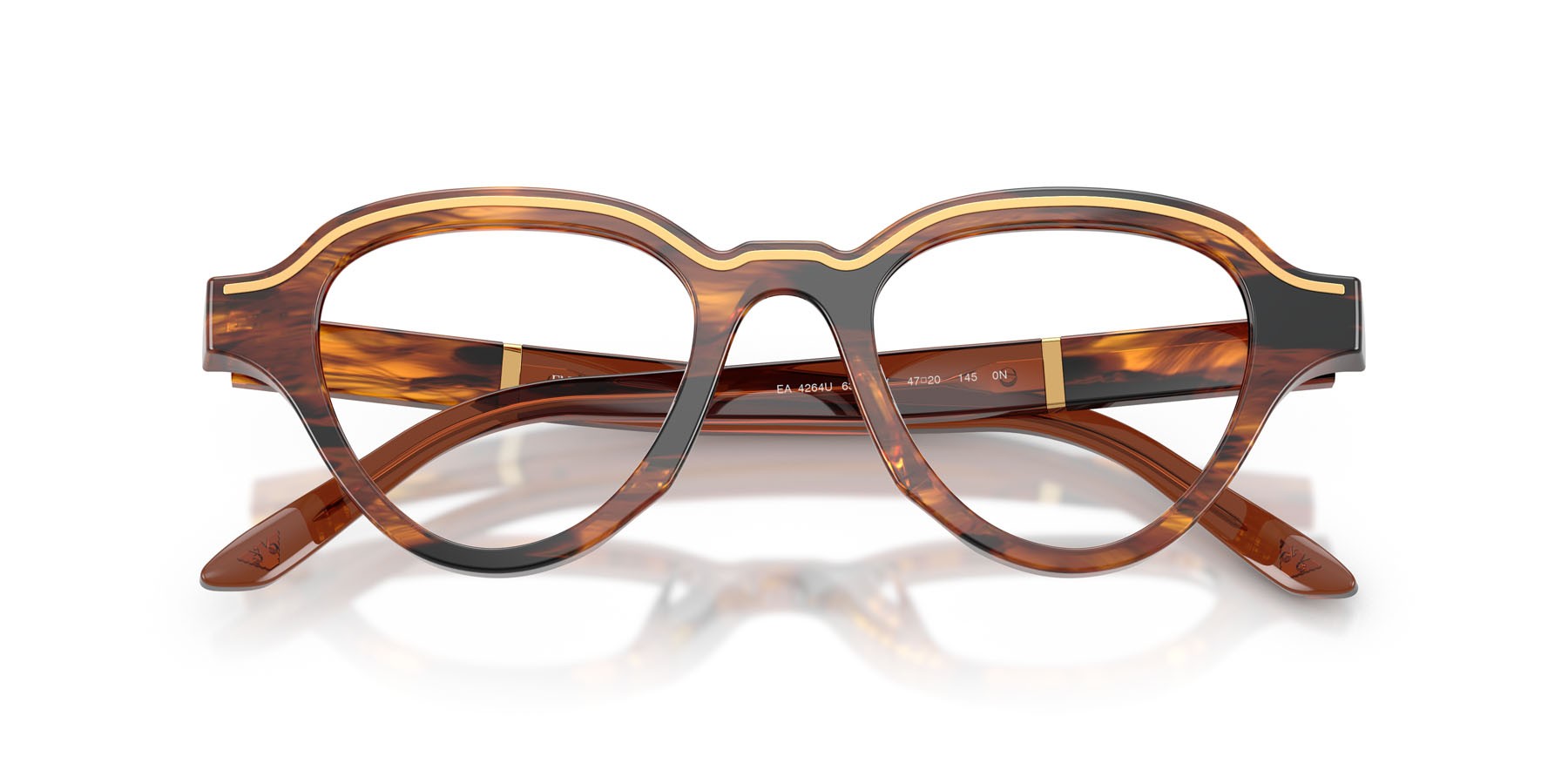 Occhiali da sole Emporio Armani EA 4264U (63391W) colore marrone scuro striato forma irregolare lenti trasparente