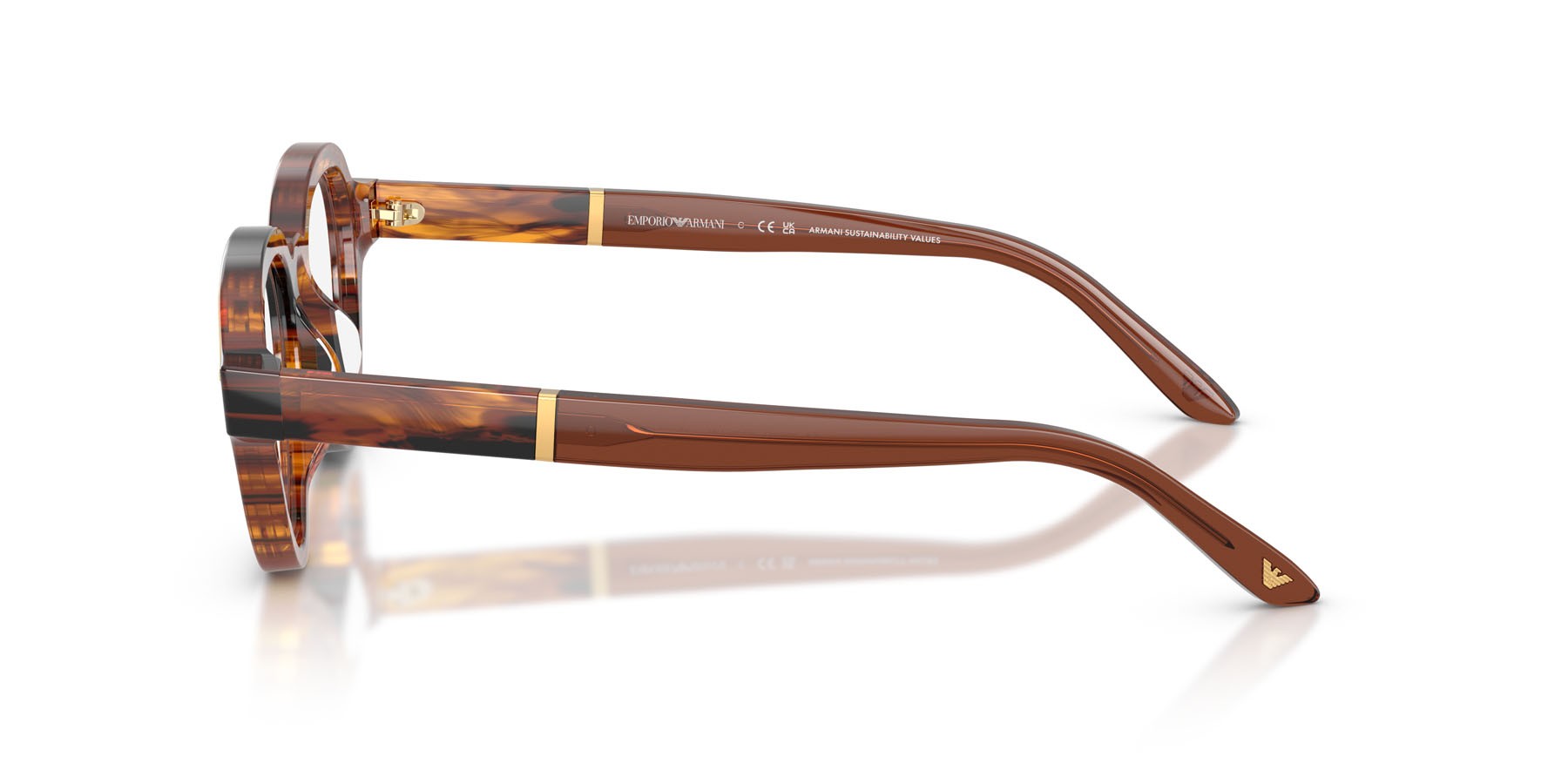 Occhiali da sole Emporio Armani EA 4264U (63391W) colore marrone scuro striato forma irregolare lenti trasparente