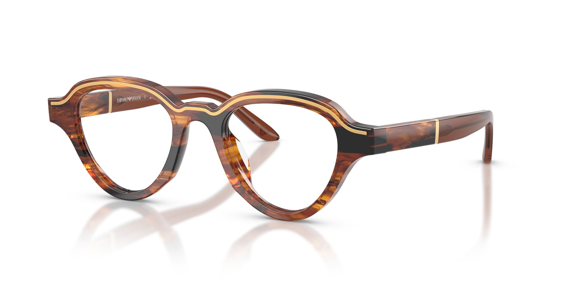 Occhiali da sole Emporio Armani EA 4264U (63391W) colore marrone scuro striato forma irregolare lenti trasparente