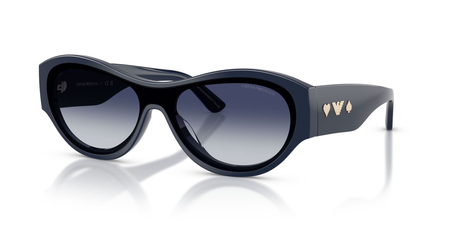 Sunglasses Emporio Armani EA 4265U (60398S) color crystal/cola/lime shape irregular lenses blu sfumato grigio