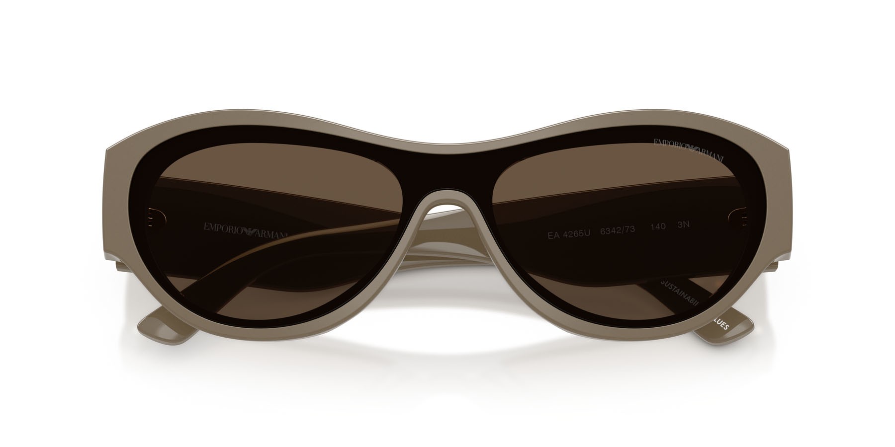 Sunglasses Emporio Armani EA 4265U (634273) color crystal/cola/lime shape irregular lenses marrone tinta unita
