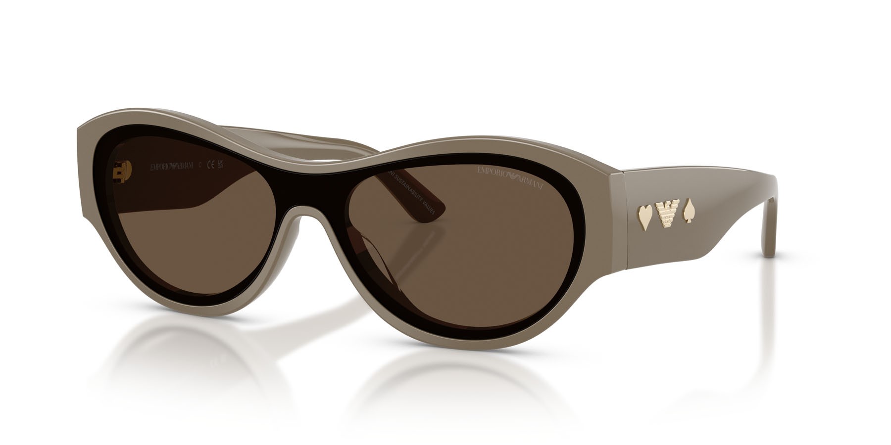 Sunglasses Emporio Armani EA 4265U (634273) color crystal/cola/lime shape irregular lenses marrone tinta unita