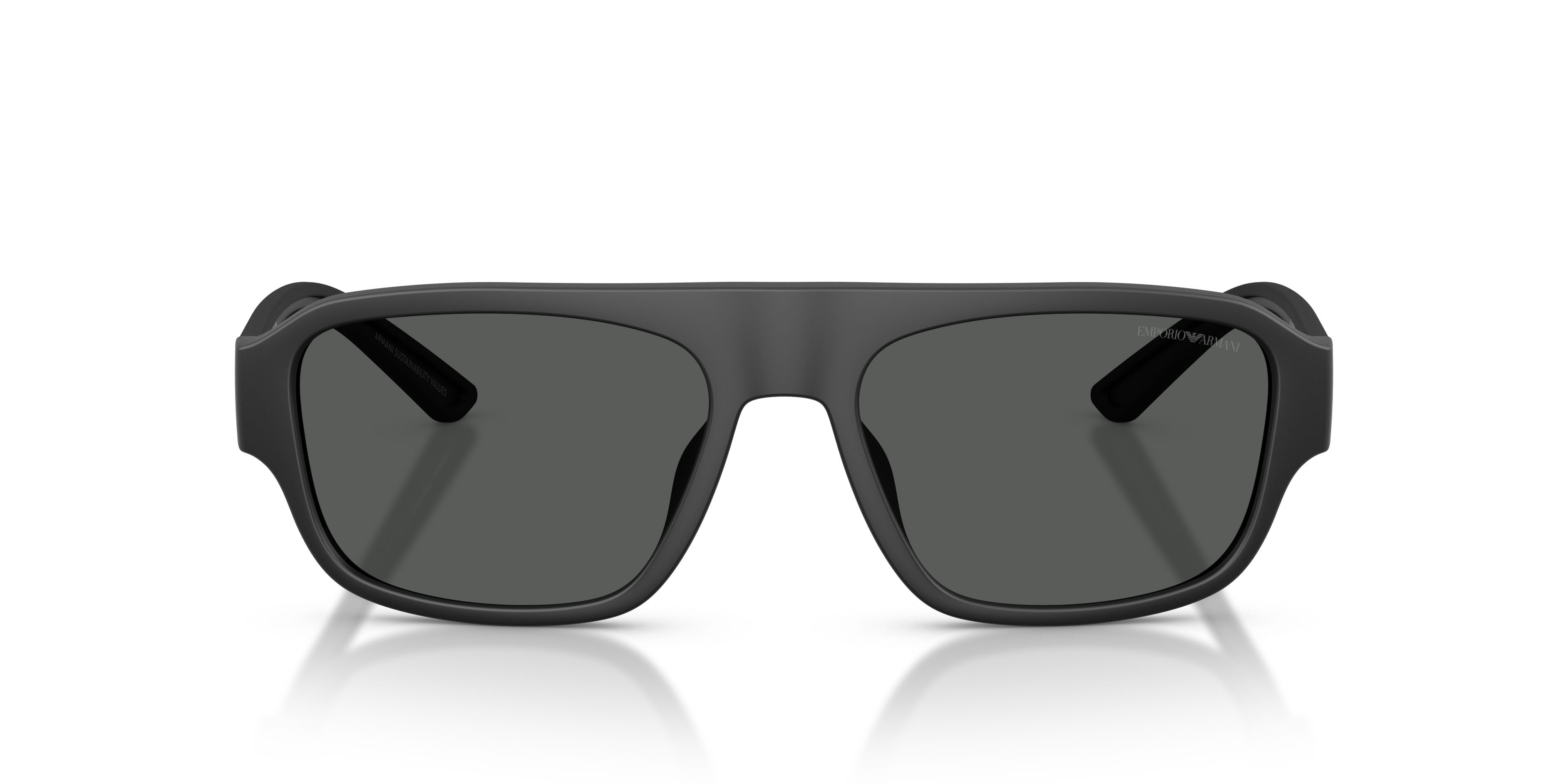 Occhiali da sole Emporio Armani EA 4266U (500187) colore nero opaco gommato forma irregolare lenti grigio scuro