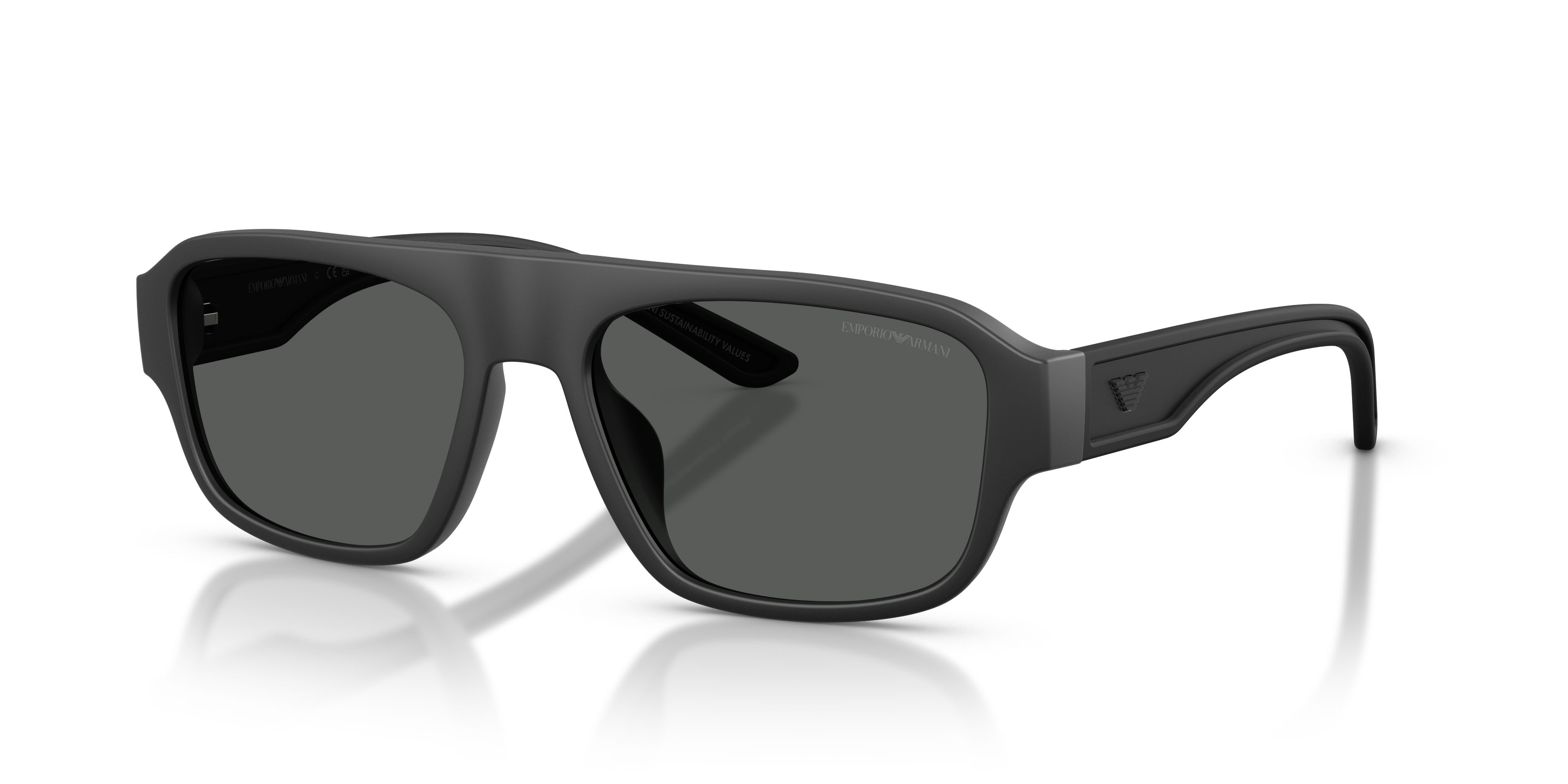 Occhiali da sole Emporio Armani EA 4266U (500187) colore nero opaco gommato forma irregolare lenti grigio scuro
