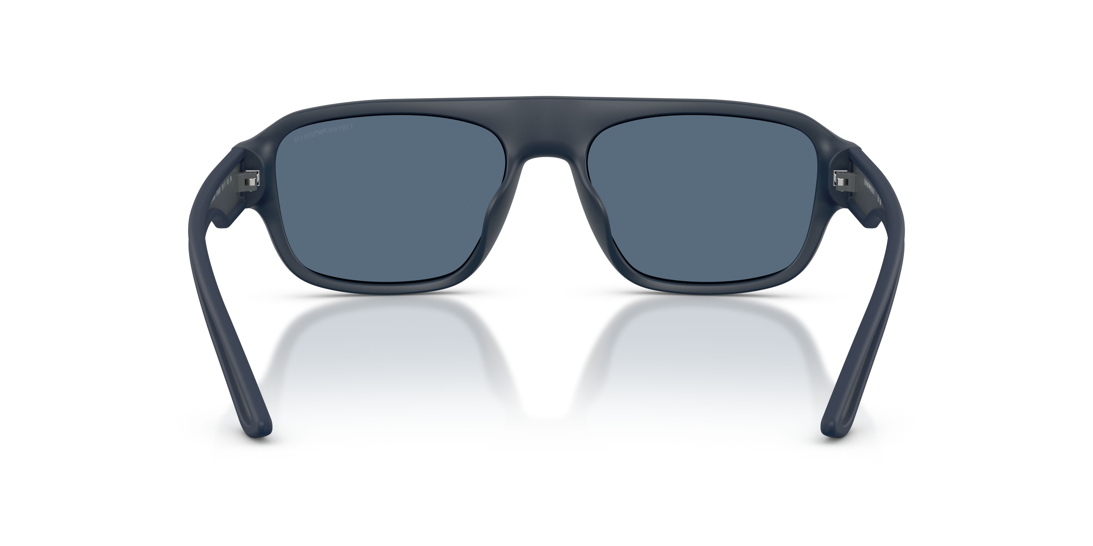 Occhiali da sole Emporio Armani EA 4266U (618580) colore blu opaco gommato forma irregolare lenti blu scuro