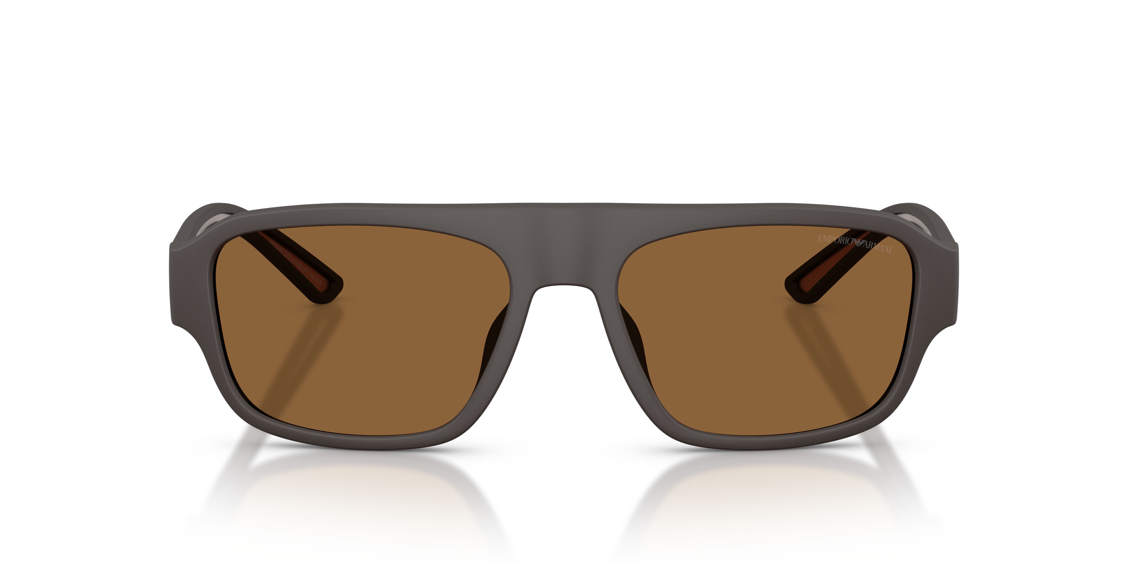 Occhiali da sole Emporio Armani EA 4266U (618673) colore marrone opaco gommato forma irregolare lenti marrone