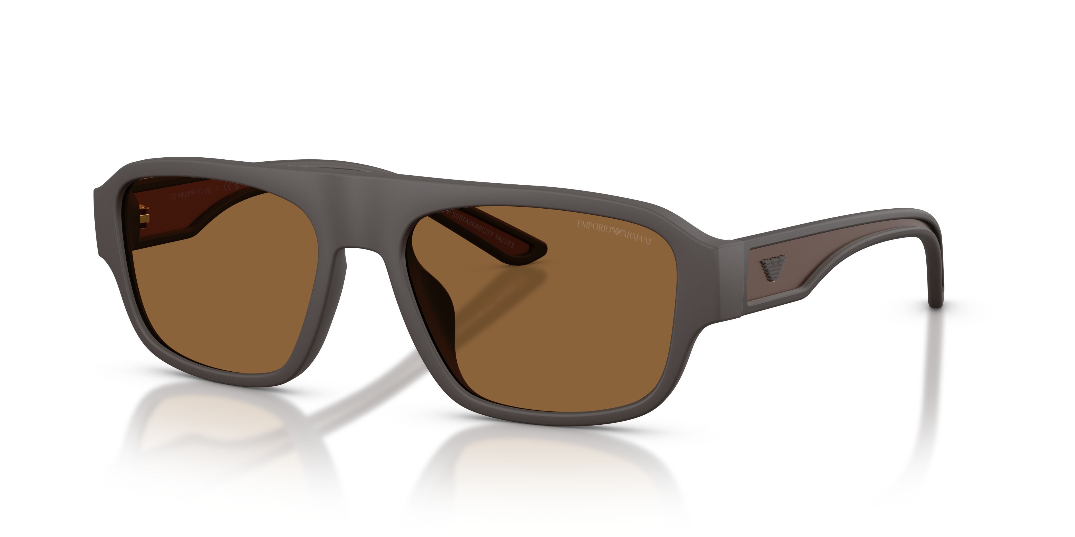 Occhiali da sole Emporio Armani EA 4266U (618673) colore marrone opaco gommato forma irregolare lenti marrone