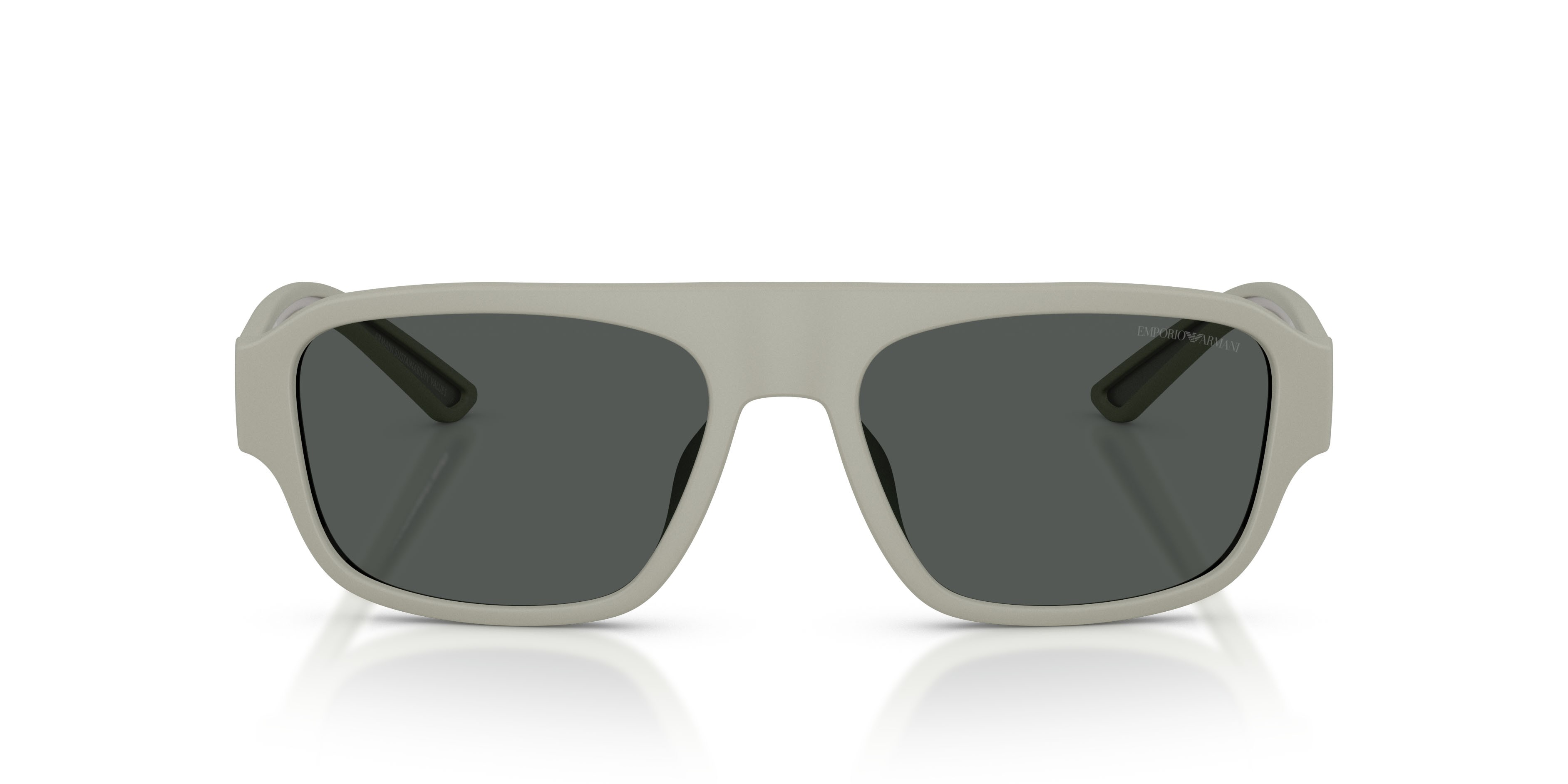 Occhiali da sole Emporio Armani EA 4266U (636087) colore gomma grigia forma irregolare lenti grigio scuro