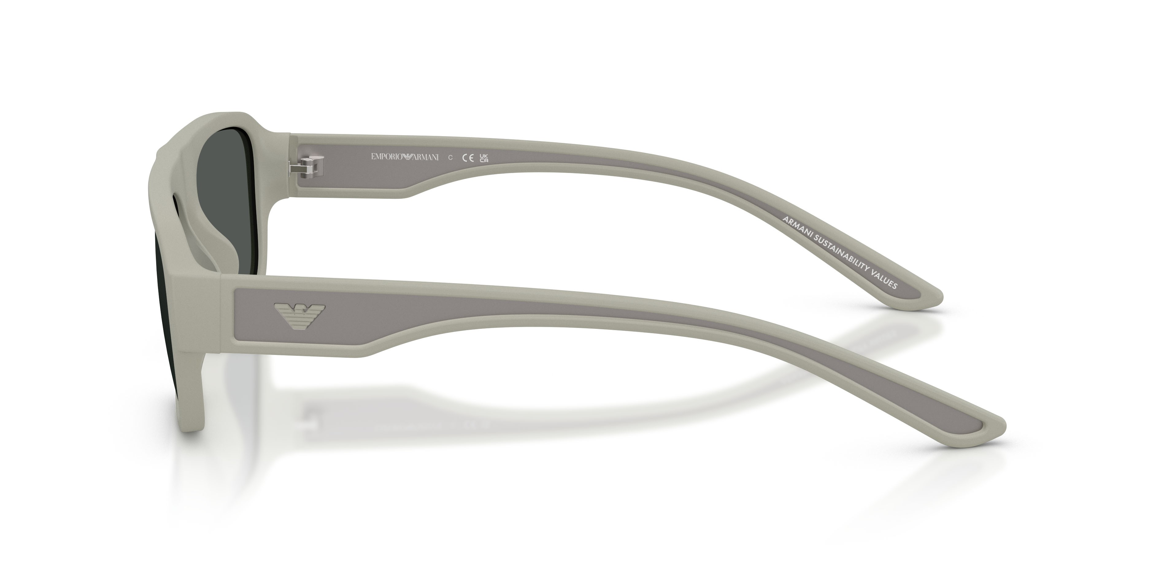 Occhiali da sole Emporio Armani EA 4266U (636087) colore gomma grigia forma irregolare lenti grigio scuro