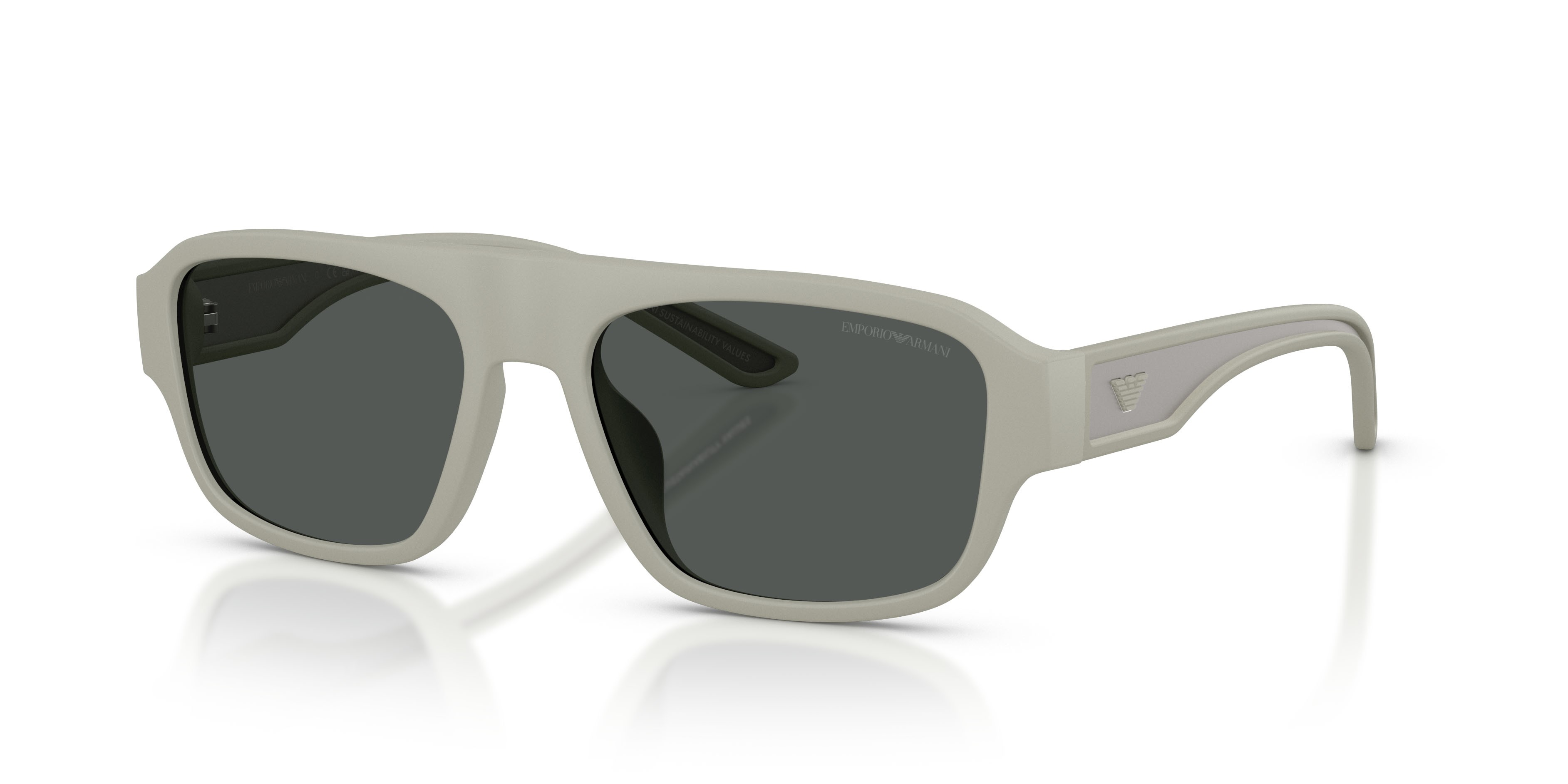Occhiali da sole Emporio Armani EA 4266U (636087) colore gomma grigia forma irregolare lenti grigio scuro