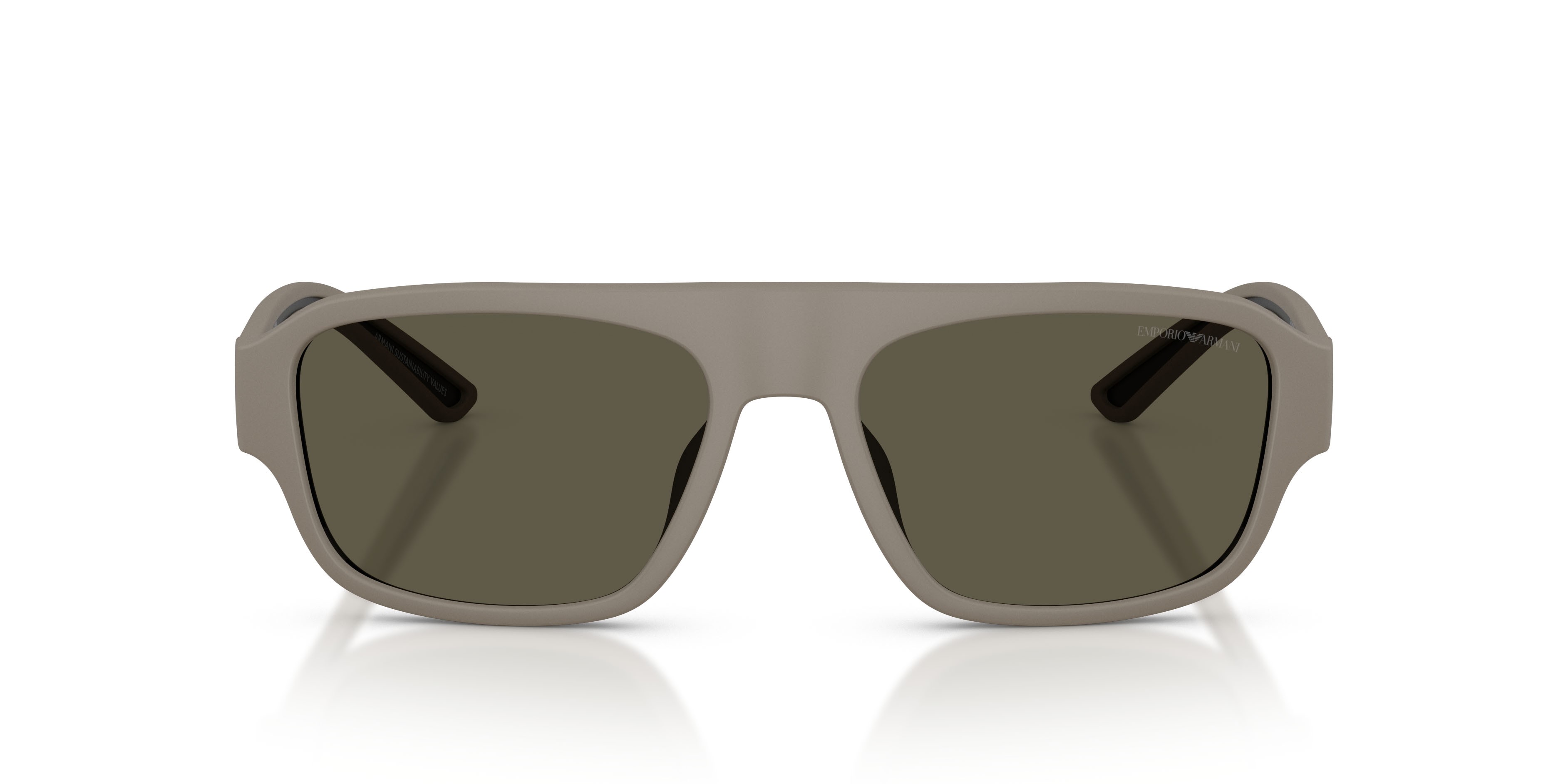 Occhiali da sole Emporio Armani EA 4266U (636187) colore marrone chiaro opaco gommato forma irregolare lenti grigio scuro