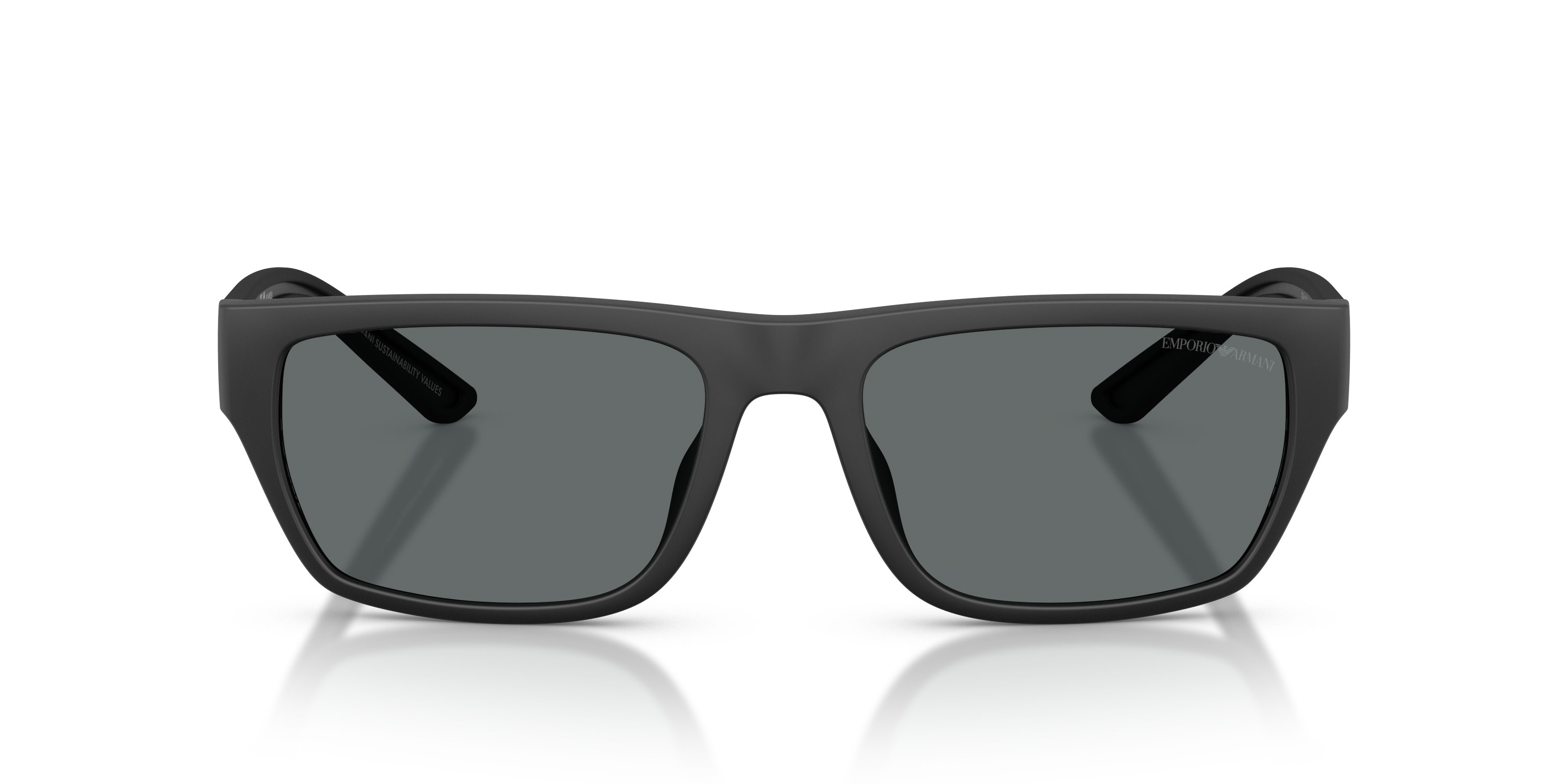 Occhiali da sole Emporio Armani EA 4267U (500181) colore nero opaco gommato forma quadrato lenti polarized grigio scuro