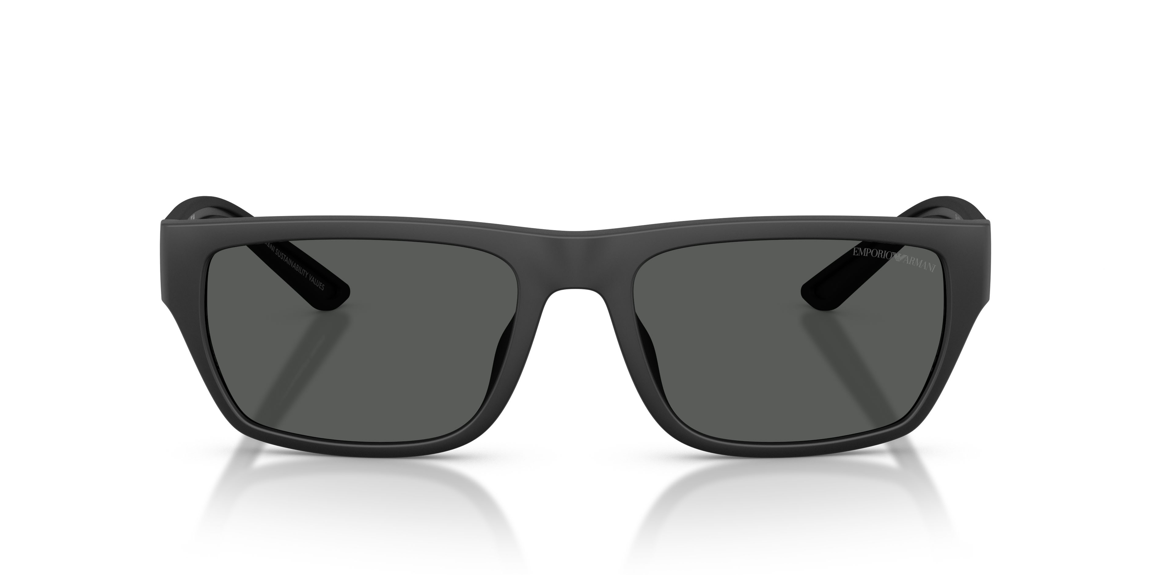 Occhiali da sole Emporio Armani EA 4267U (500187) colore nero opaco gommato forma quadrato lenti grigio scuro