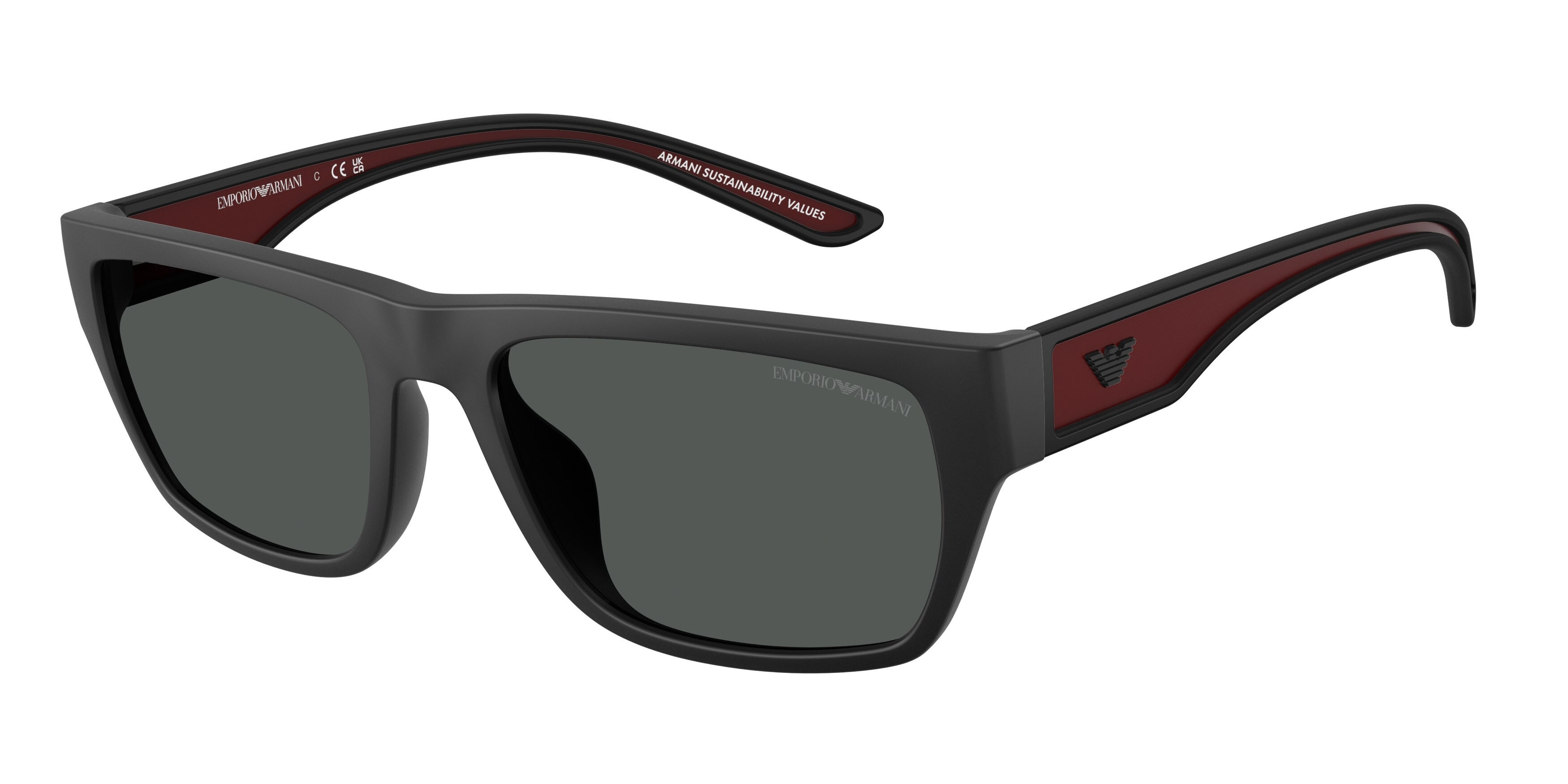 Occhiali da sole Emporio Armani EA 4267U (500987) colore nero opaco gommato forma quadrato lenti grigio scuro