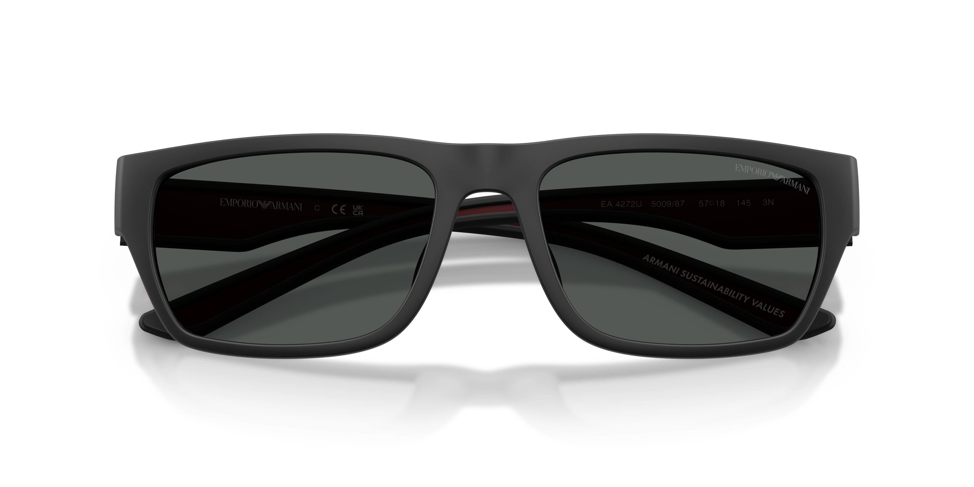 Occhiali da sole Emporio Armani EA 4267U (500987) colore nero opaco gommato forma quadrato lenti grigio scuro