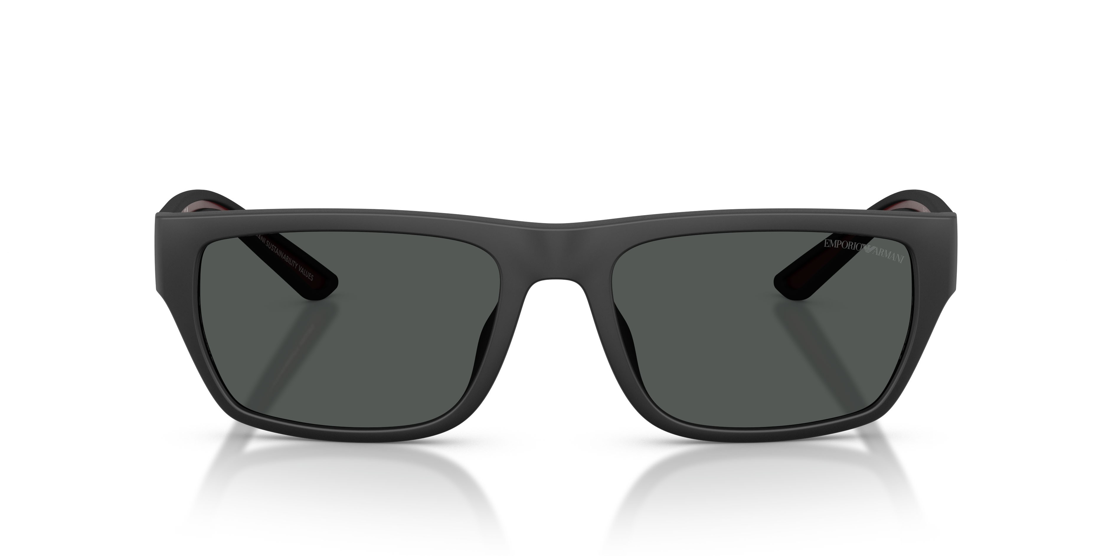 Occhiali da sole Emporio Armani EA 4267U (500987) colore nero opaco gommato forma quadrato lenti grigio scuro