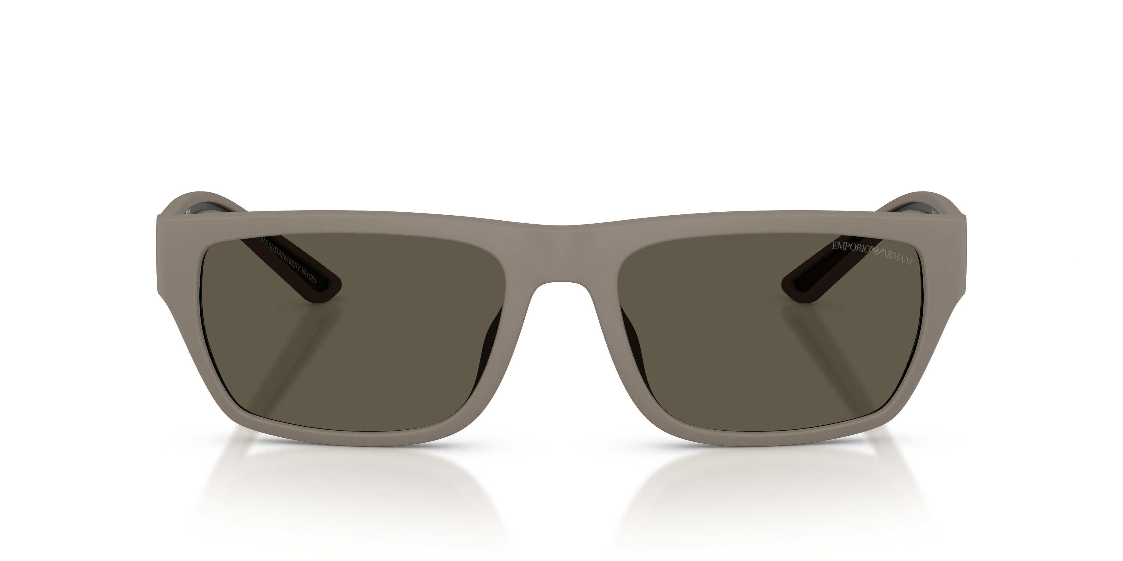 Occhiali da sole Emporio Armani EA 4267U (636187) colore marrone chiaro opaco gommato forma quadrato lenti grigio scuro