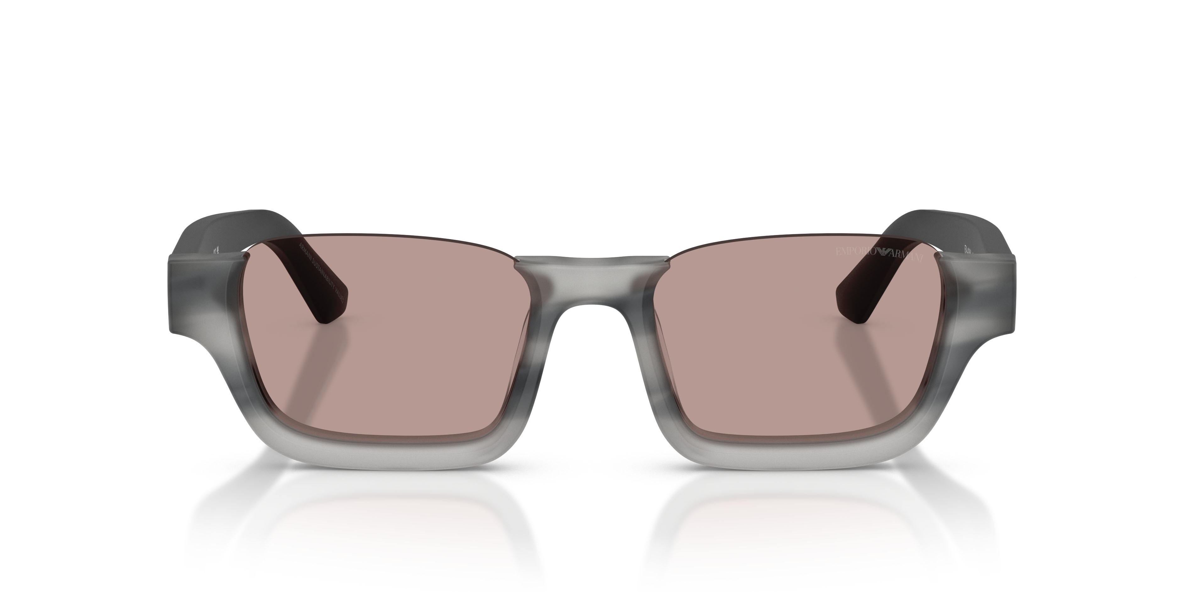 Sunglasses Emporio Armani EA 4268U (63677N) color havana grigio striato shape irregular lenses viola chiaro/marrone