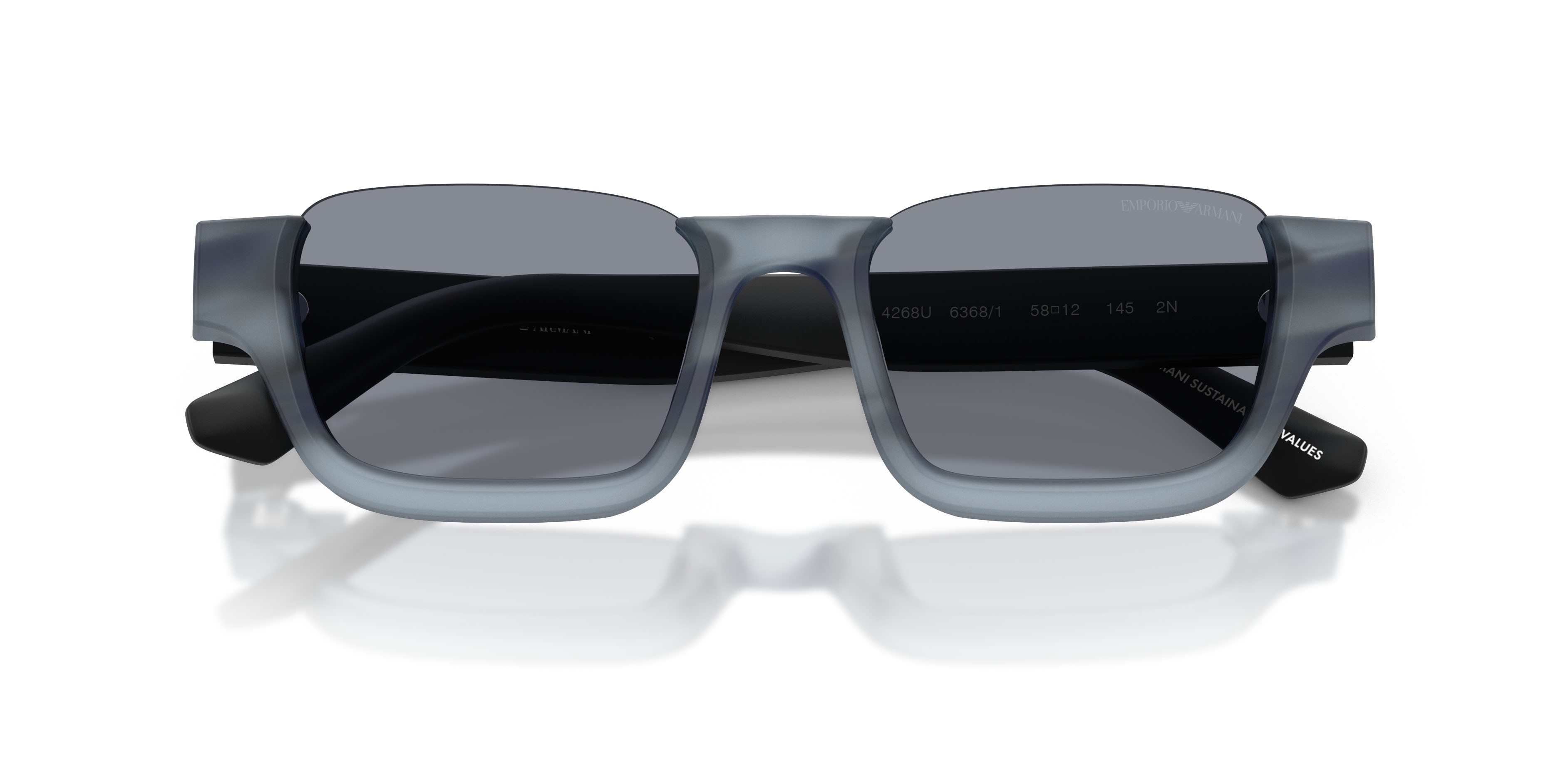 Sunglasses Emporio Armani EA 4268U (6368/1) color havana blu striato shape irregular lenses grigio