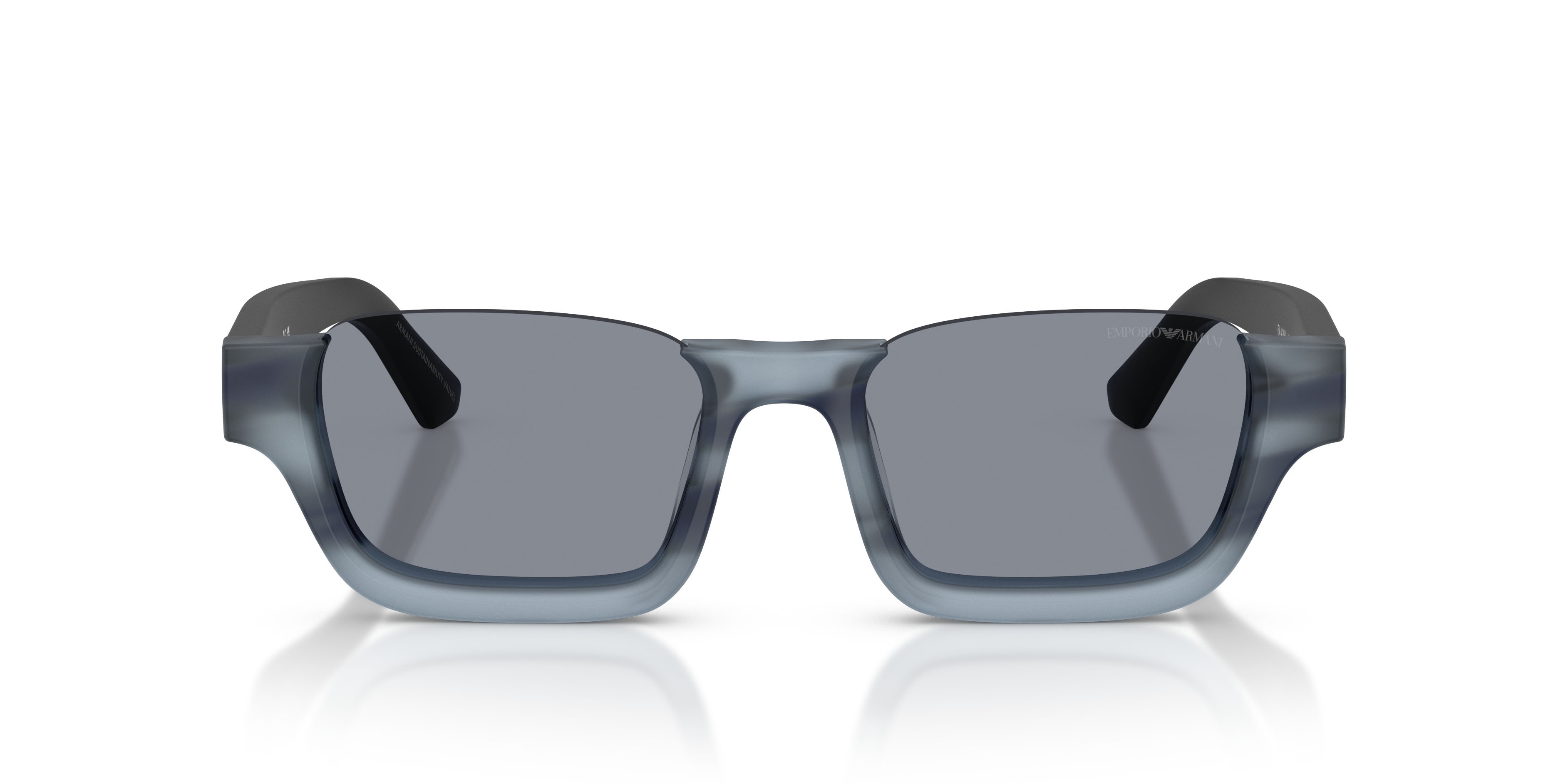 Sunglasses Emporio Armani EA 4268U (6368/1) color havana blu striato shape irregular lenses grigio