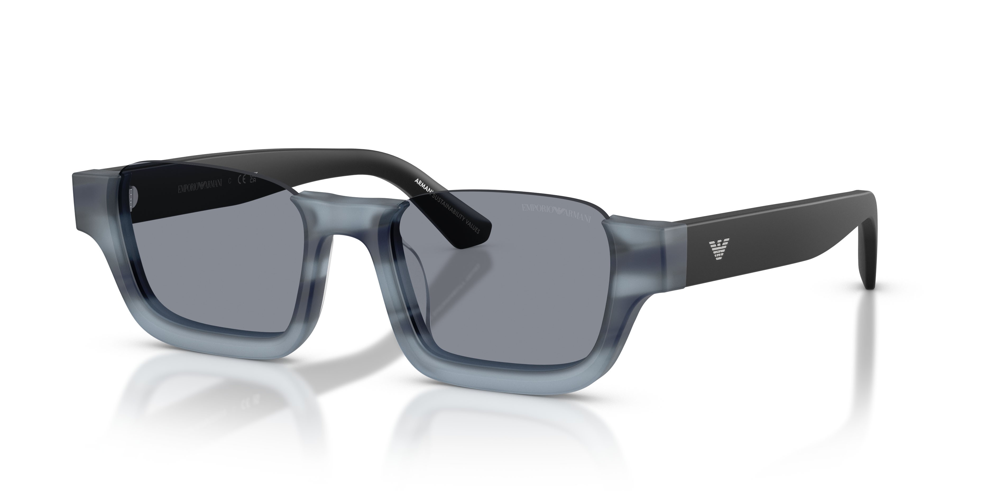 Sunglasses Emporio Armani EA 4268U (6368/1) color havana blu striato shape irregular lenses grigio