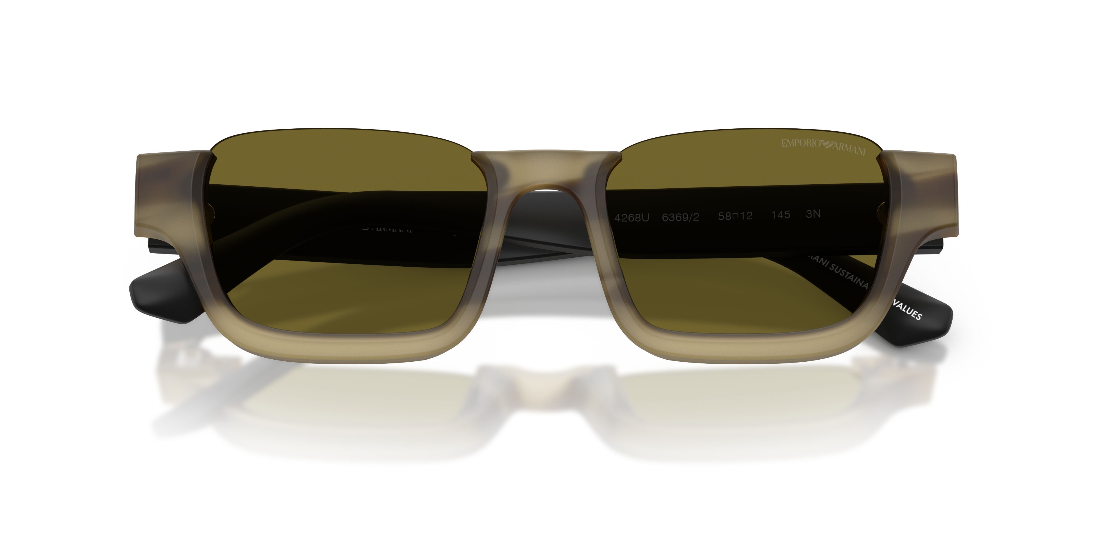 Sunglasses Emporio Armani EA 4268U (6369/2) color havana verde striato shape irregular lenses verde