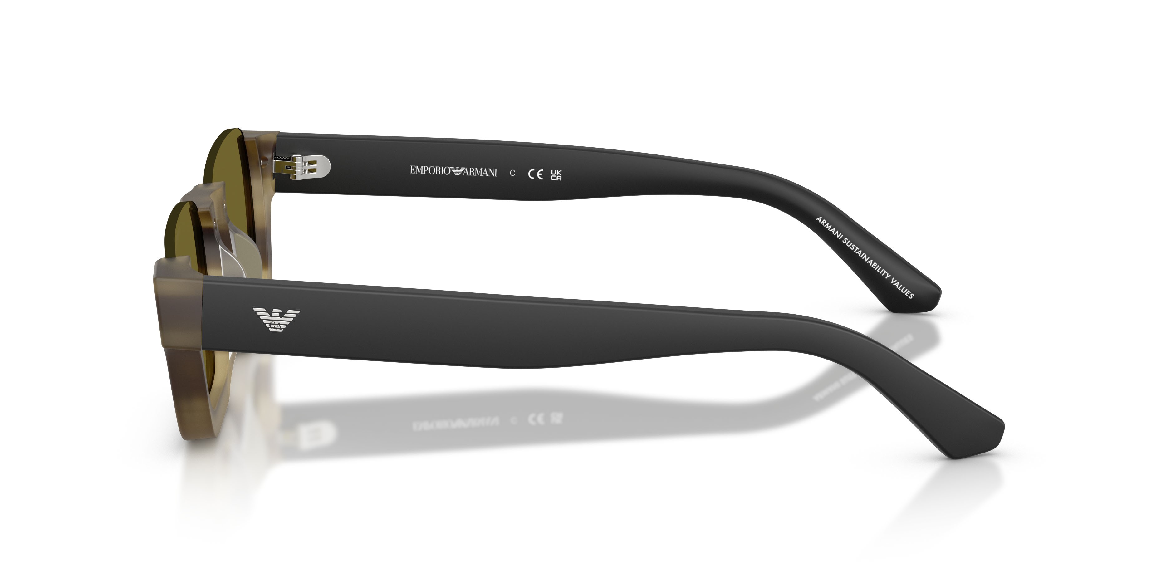 Sunglasses Emporio Armani EA 4268U (6369/2) color havana verde striato shape irregular lenses verde
