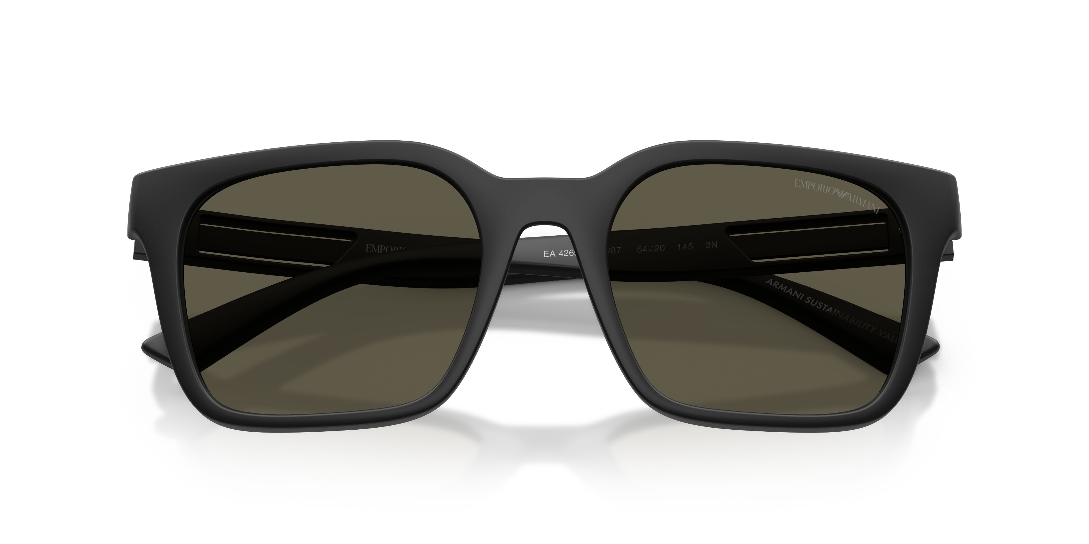 Occhiali da sole Emporio Armani EA 4269 (500187) colore nero opaco forma quadrato lenti grigio scuro
