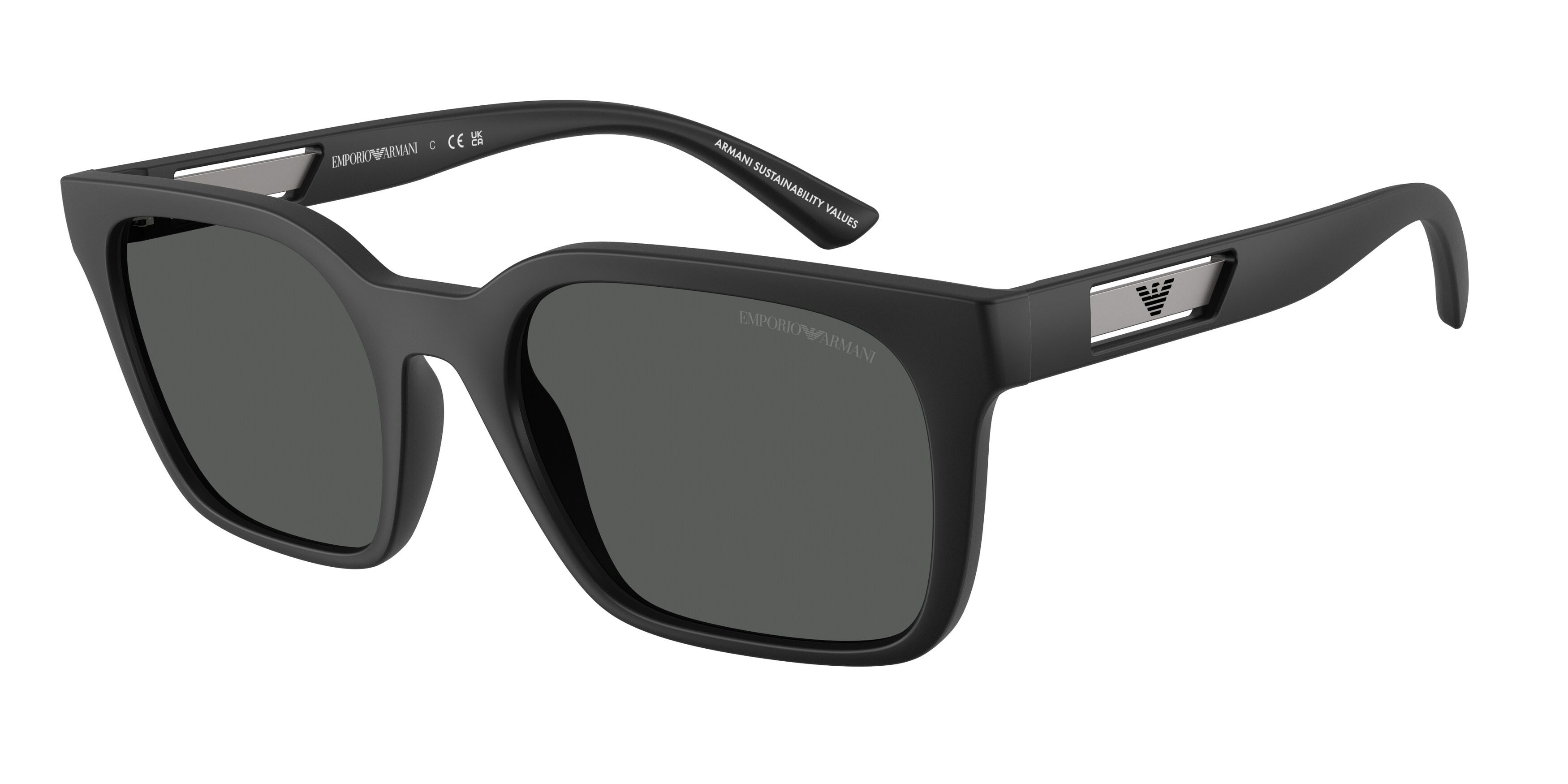 Occhiali da sole Emporio Armani EA 4269 (500987) colore nero opaco forma quadrato lenti grigio scuro