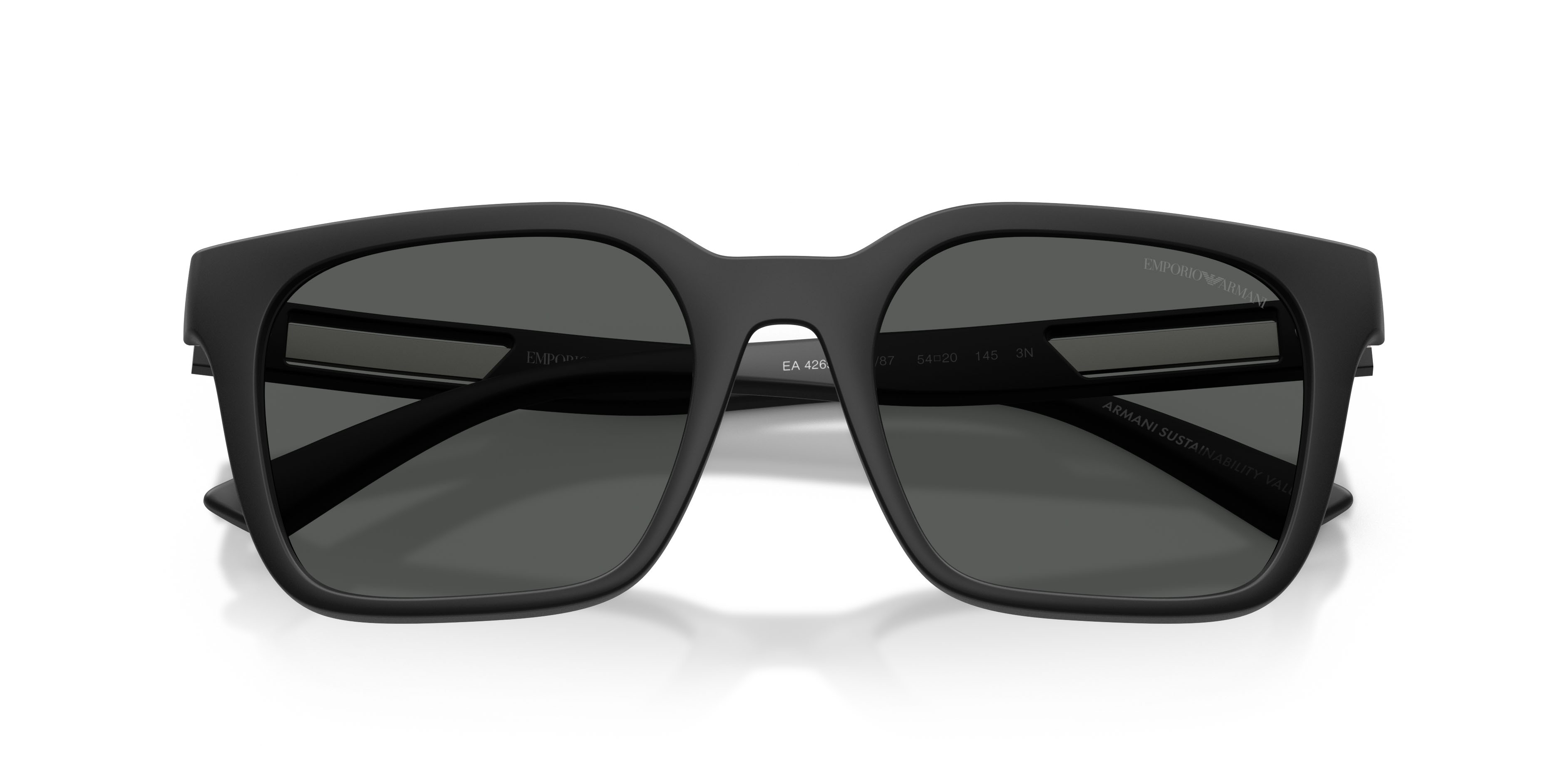 Occhiali da sole Emporio Armani EA 4269 (500987) colore nero opaco forma quadrato lenti grigio scuro
