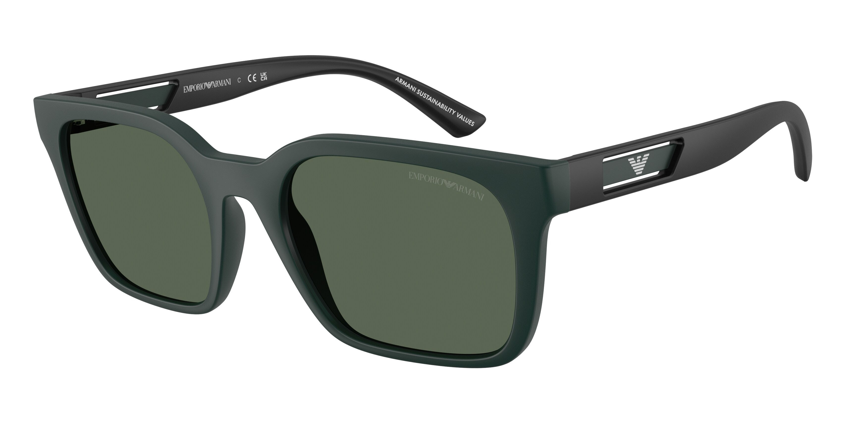 Occhiali da sole Emporio Armani EA 4269 (637071) colore matte petrol forma quadrato lenti verde