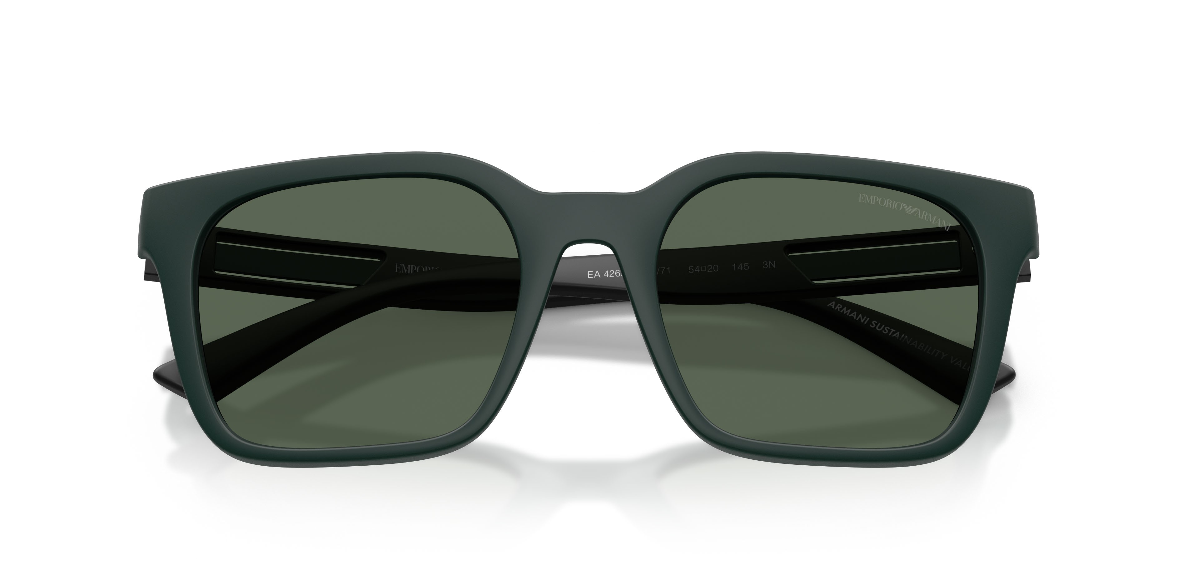 Occhiali da sole Emporio Armani EA 4269 (637071) colore matte petrol forma quadrato lenti verde