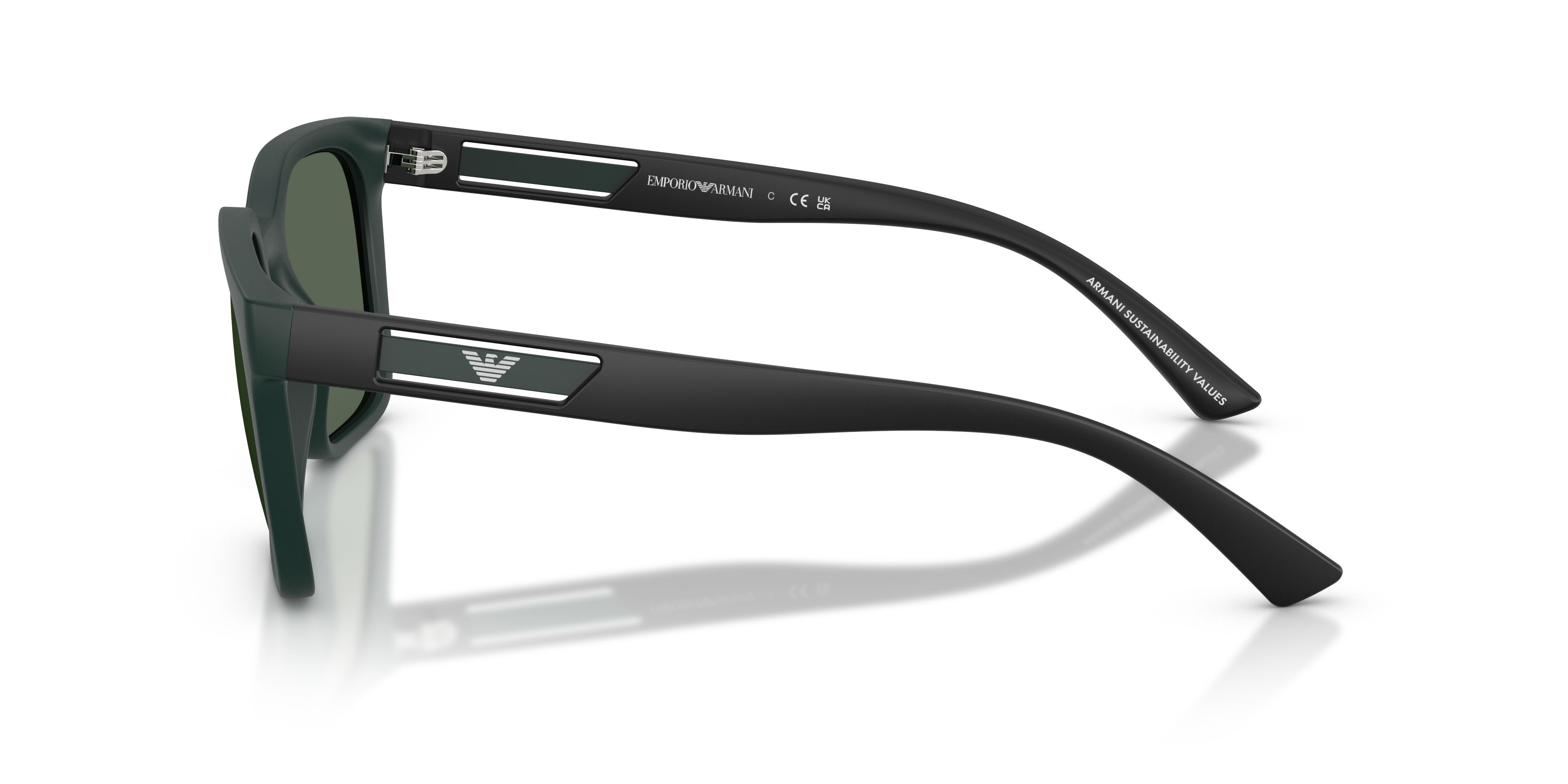 Occhiali da sole Emporio Armani EA 4269 (637071) colore matte petrol forma quadrato lenti verde