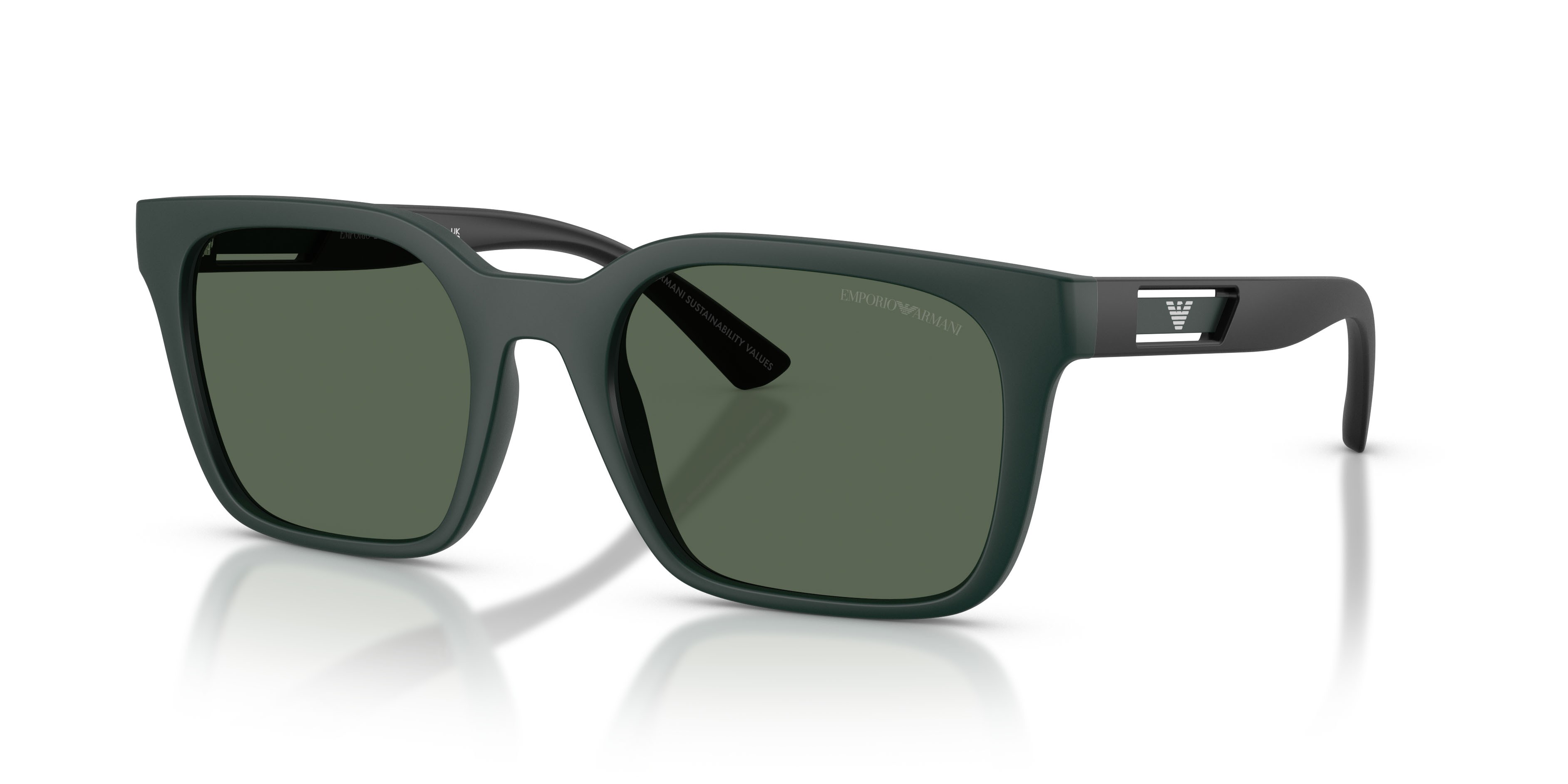 Occhiali da sole Emporio Armani EA 4269 (637071) colore matte petrol forma quadrato lenti verde