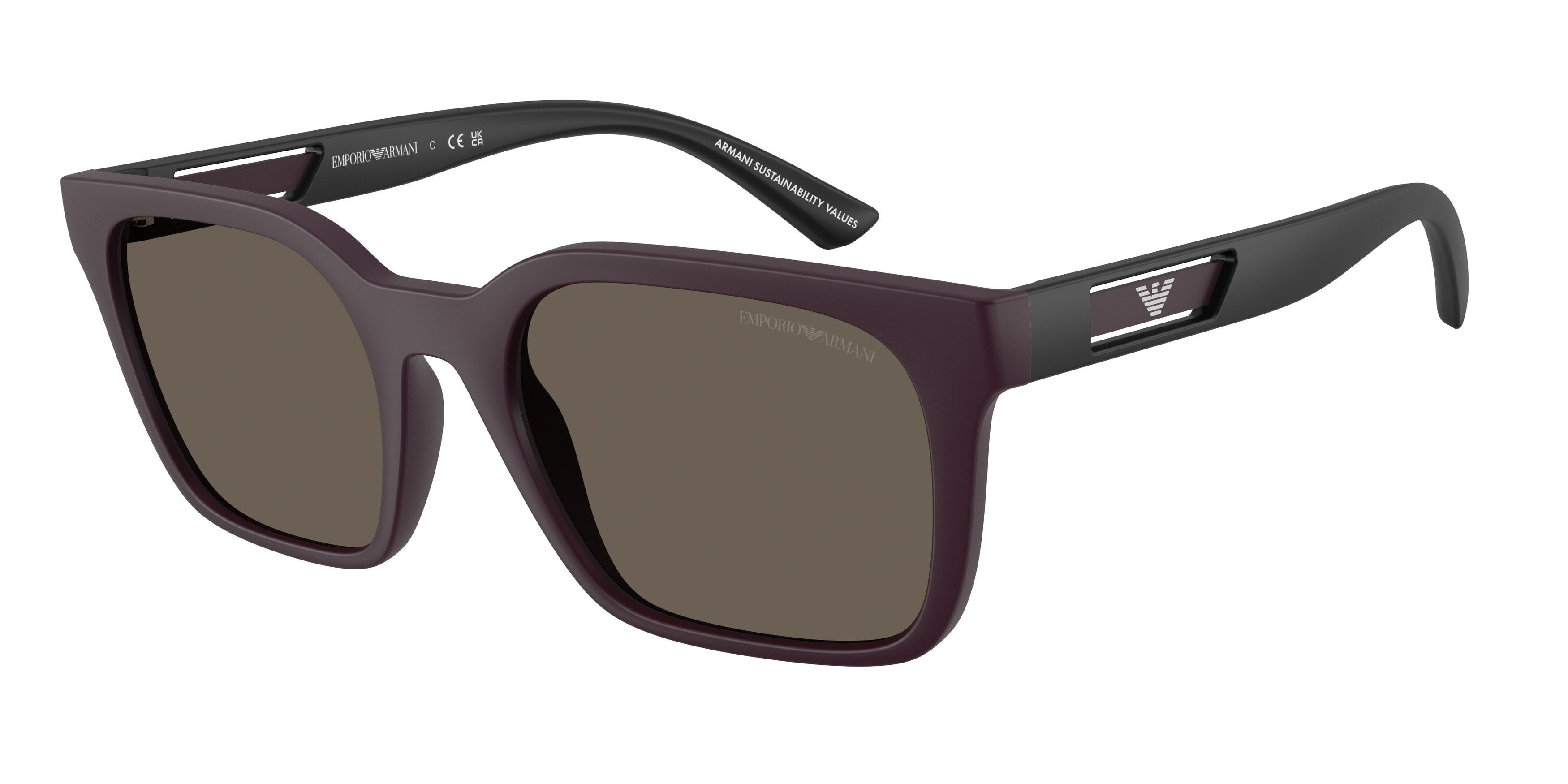 Occhiali da sole Emporio Armani EA 4269 (6371/3) colore prugna opaco forma quadrato lenti marrone