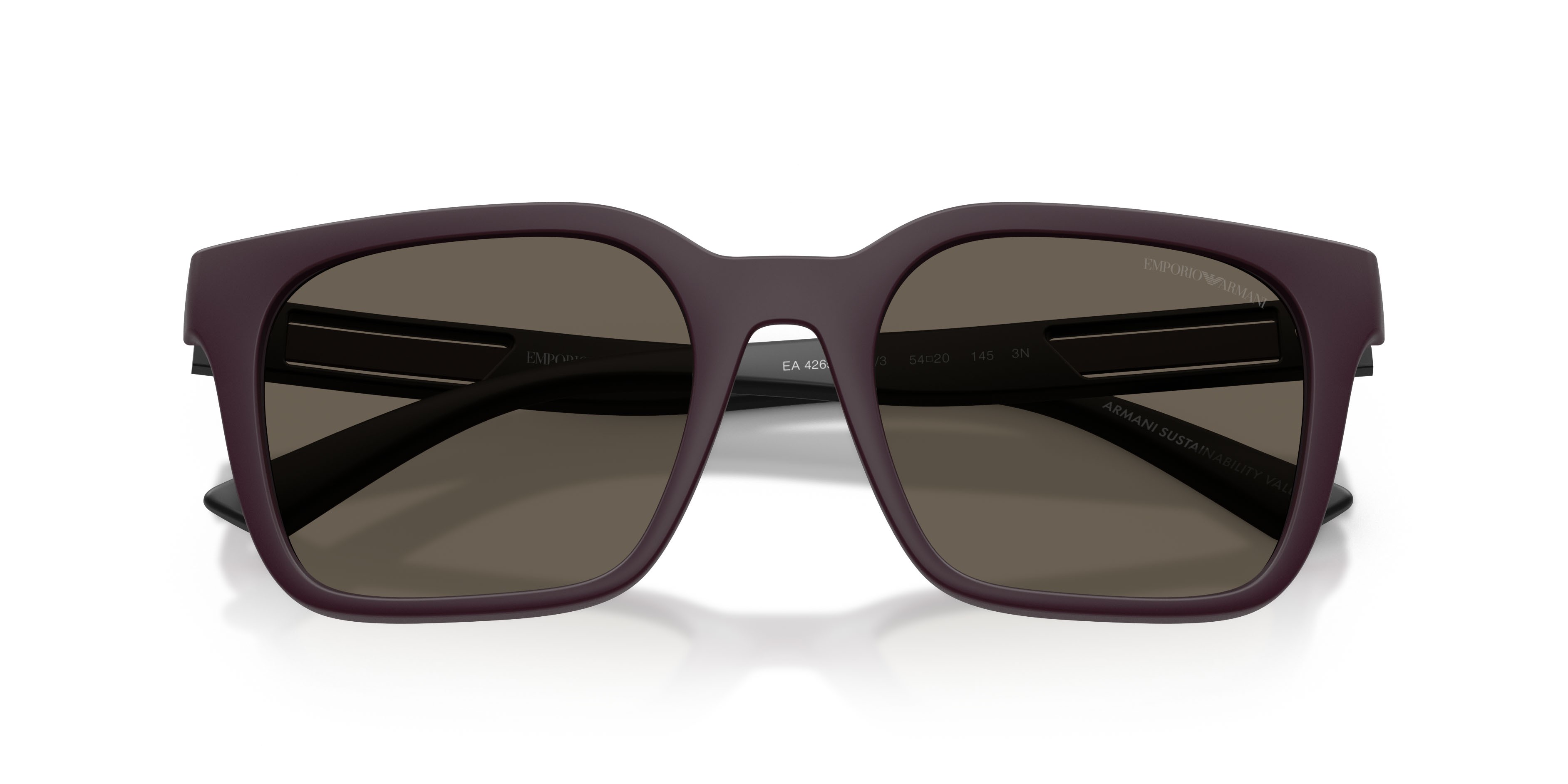 Occhiali da sole Emporio Armani EA 4269 (6371/3) colore prugna opaco forma quadrato lenti marrone