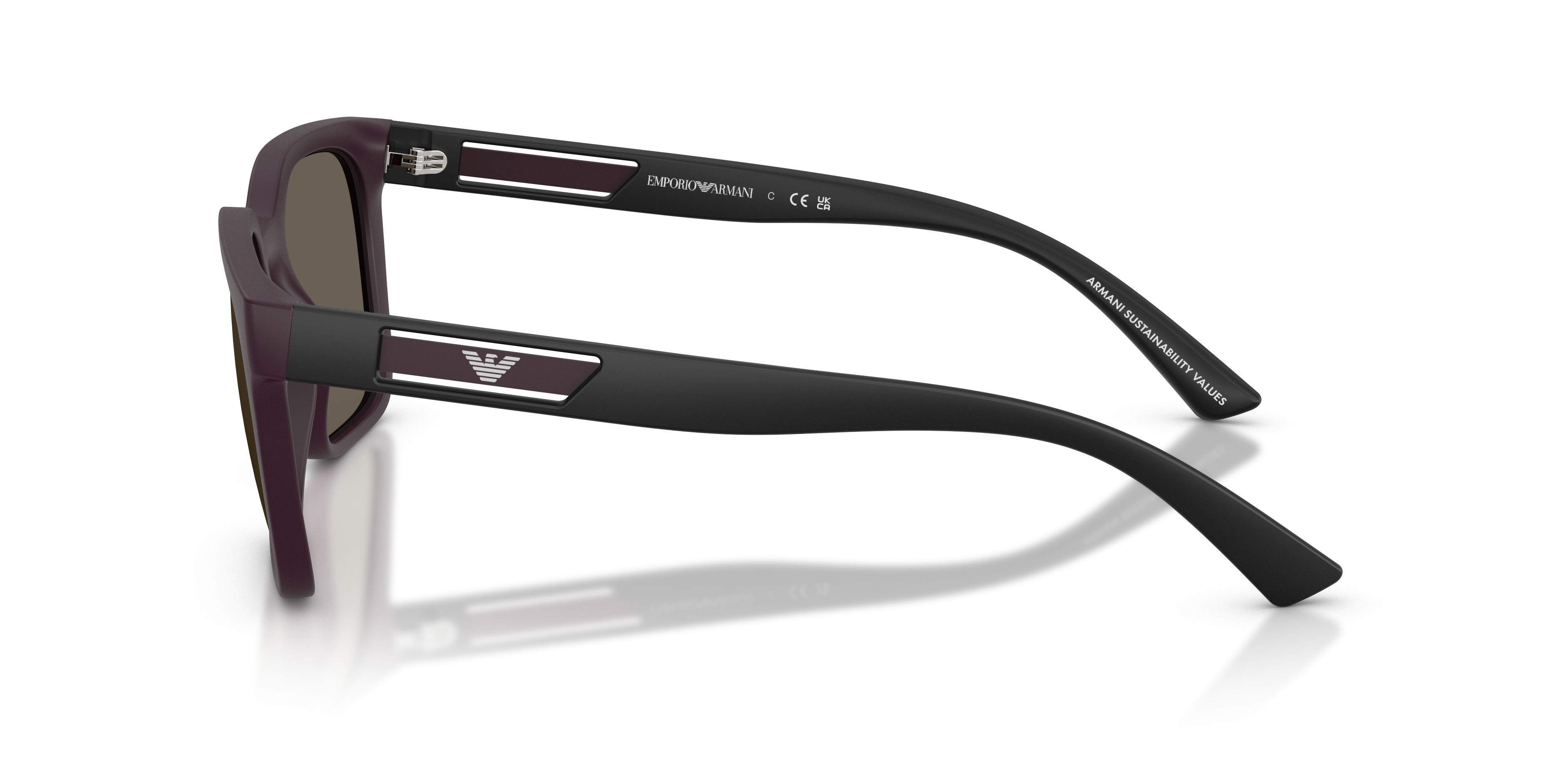 Occhiali da sole Emporio Armani EA 4269 (6371/3) colore prugna opaco forma quadrato lenti marrone