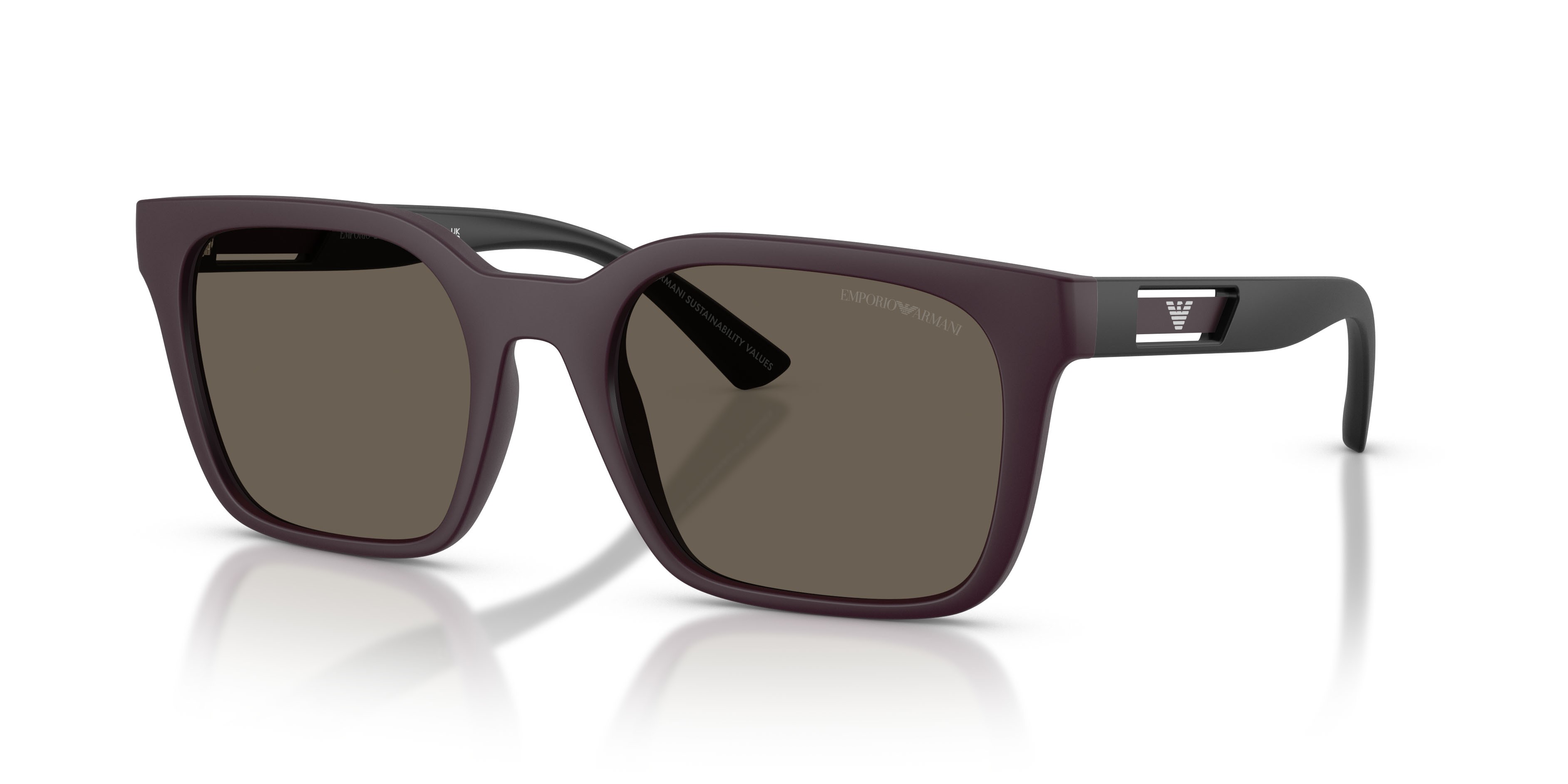 Occhiali da sole Emporio Armani EA 4269 (6371/3) colore prugna opaco forma quadrato lenti marrone