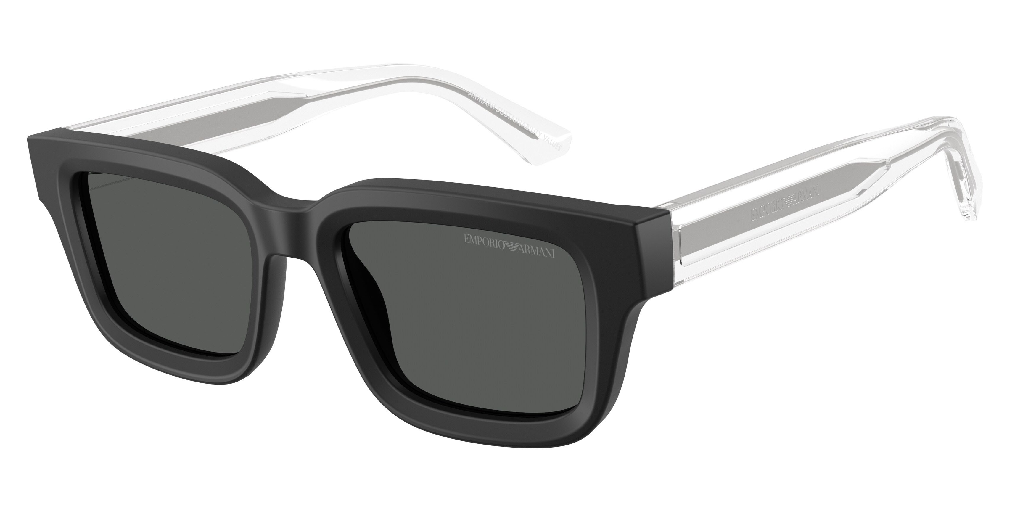 Occhiali da sole Emporio Armani EA 4270 (500187) colore nero opaco forma irregolare lenti grigio scuro