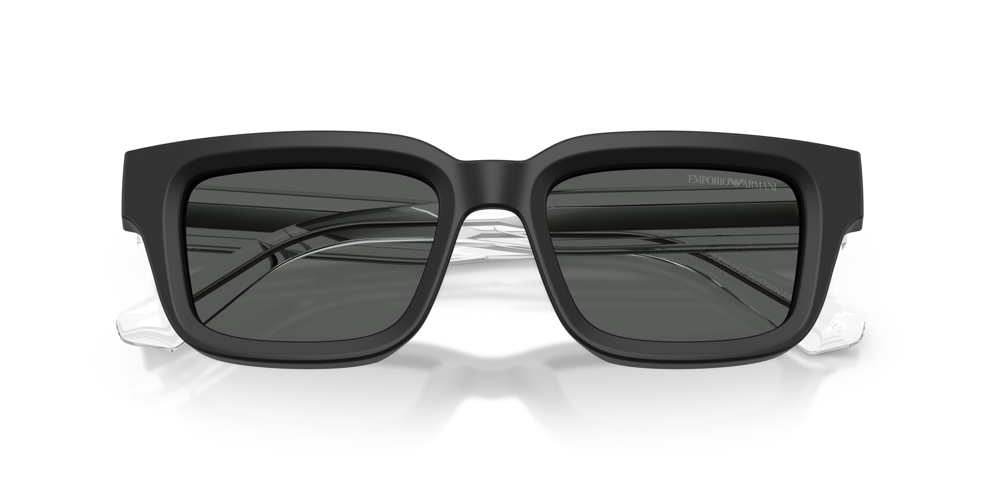 Occhiali da sole Emporio Armani EA 4270 (500187) colore nero opaco forma irregolare lenti grigio scuro