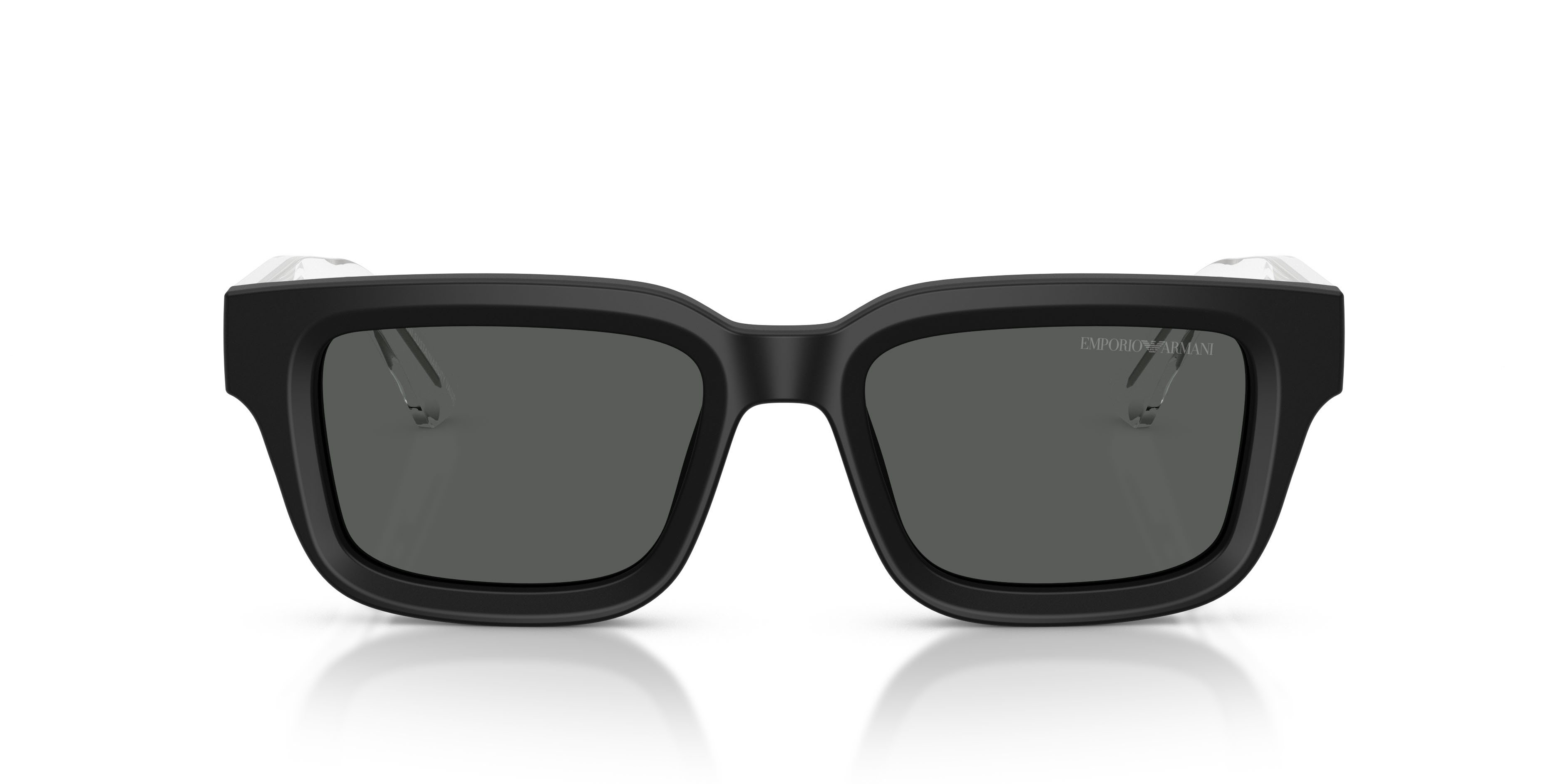 Occhiali da sole Emporio Armani EA 4270 (500187) colore nero opaco forma irregolare lenti grigio scuro
